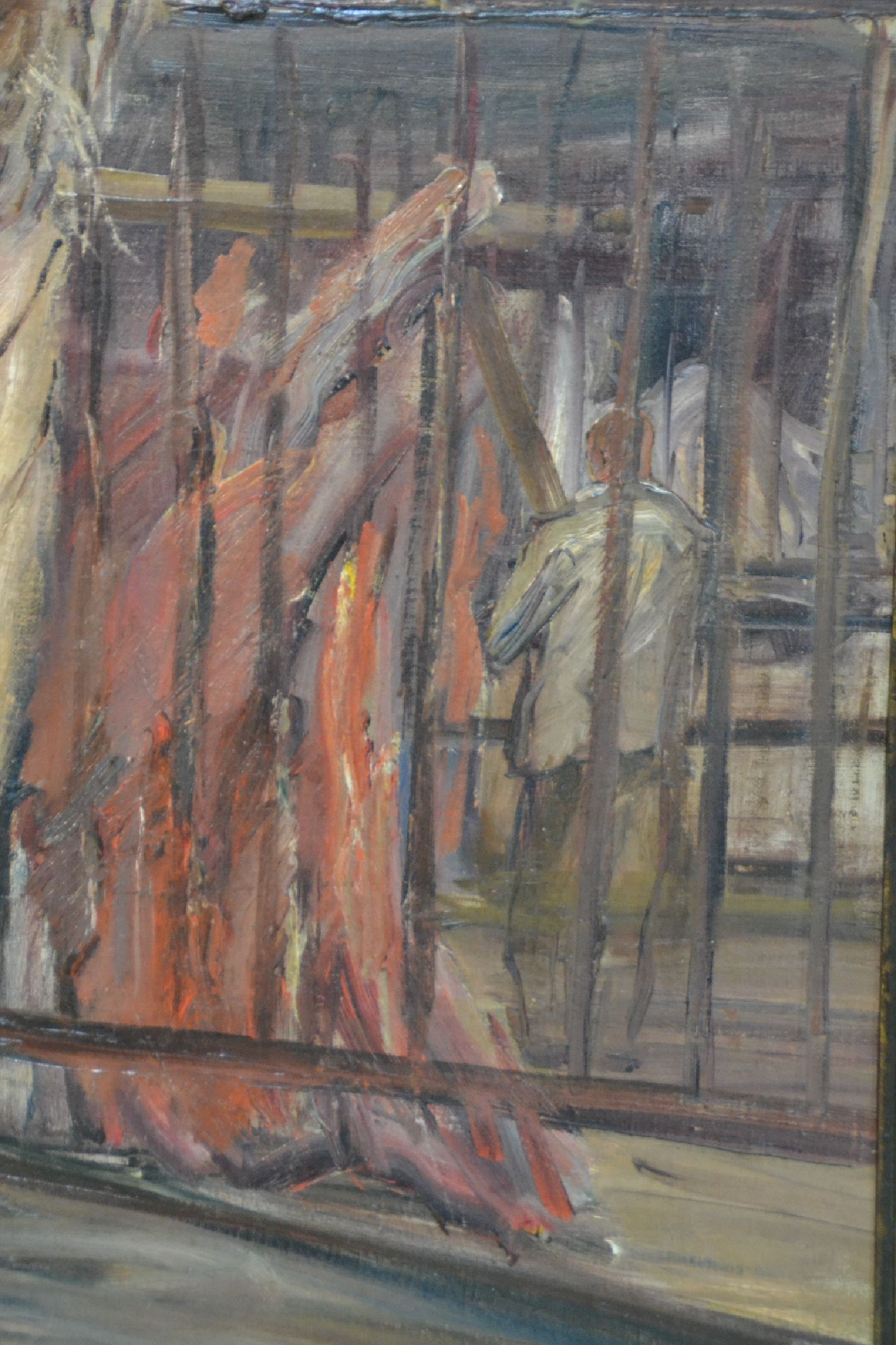 Detail d: Otto Dill, 1884 Neustadt/Wstr. - 1957 Bad Dürkheim, "Tiger im Zoo", wohl um 1920, rechts unten signiert, Öl/Lwd, Lwd rückseitig ...