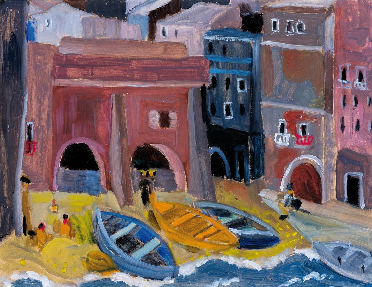 Heimo Schöllkopf, 1888 - 1982, "Alter Hafen, Italien", Öl/Platte, 1932, signiert und datiert, 27 x 35 cm