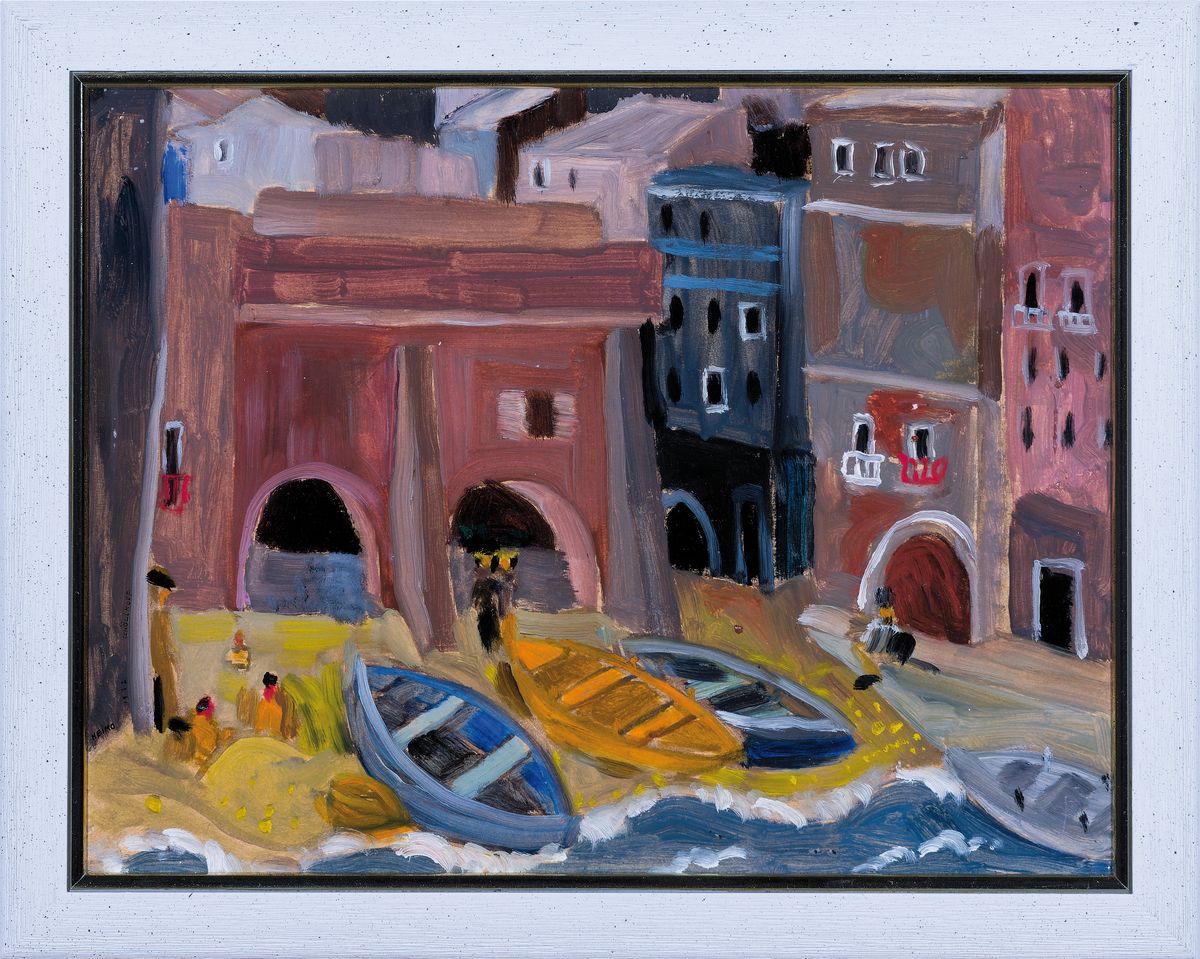 Detail k: Heimo Schöllkopf, 1888 - 1982, "Alter Hafen, Italien", Öl/Platte, 1932, signiert und datiert, 27 x 35 cm