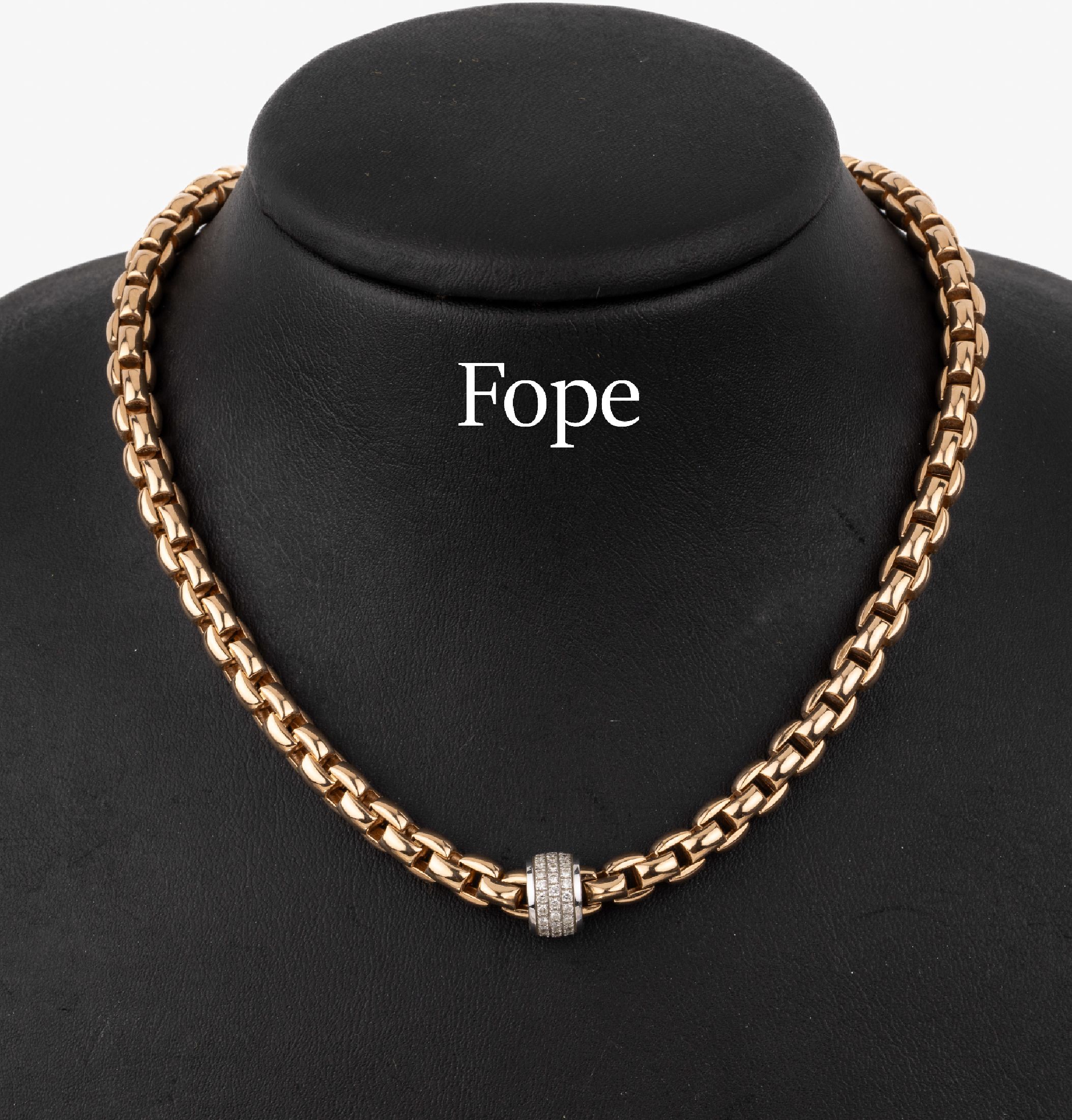 FOPE 18 kt Gold Brillant-Collier FLEXIT, RoseG/WG 750/000, in WG gefasst 63 Brillanten zus. ca. 0.53 ct feines Weiß/lupenrein, ca. 40.1 g, L ca. 46 ...