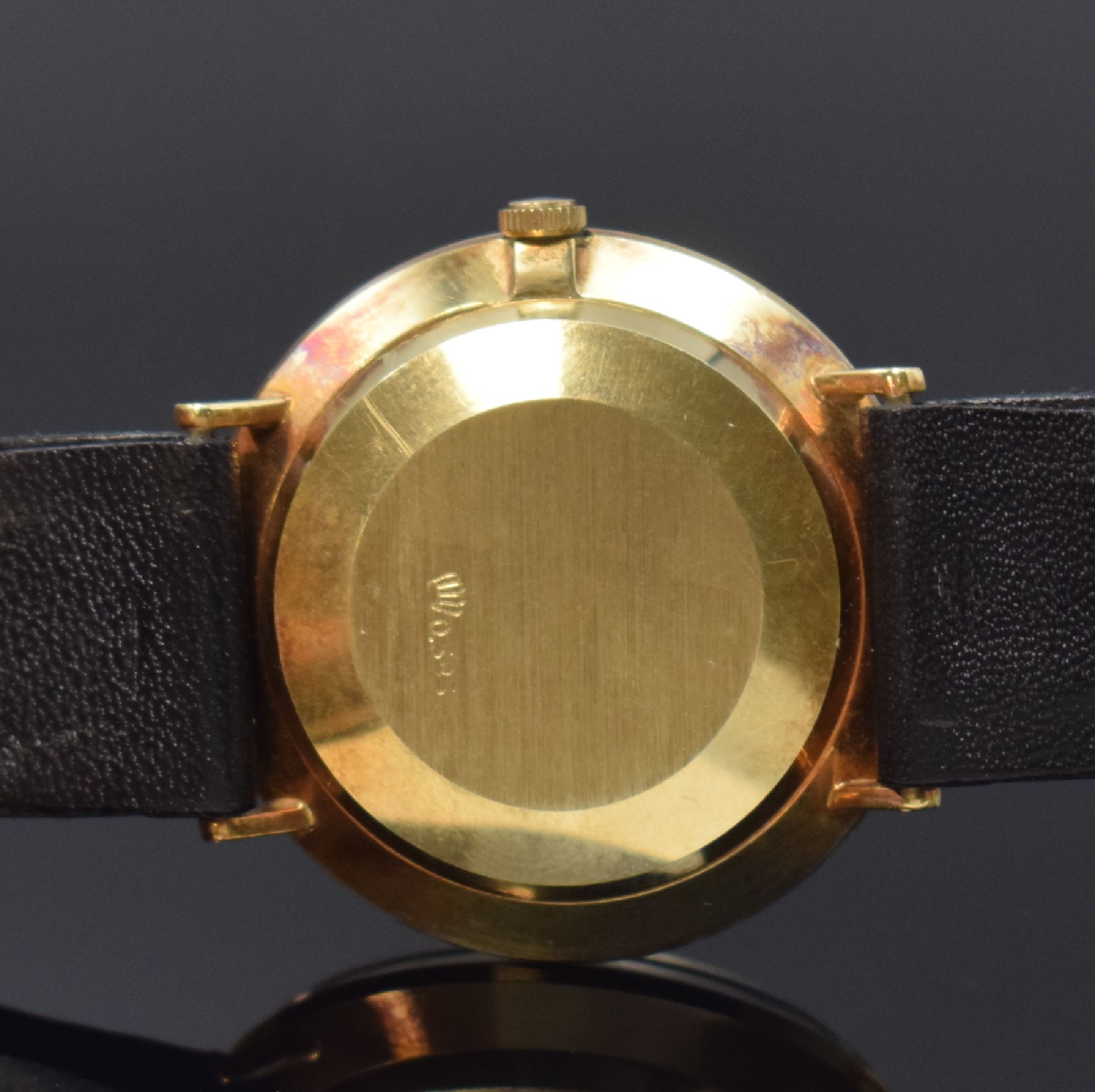 Detail c: PROVITA Herrenarmbanduhr in GG 585/000, Schweiz 1960er Jahre, Automatik, Boden aufgedr., silb. Zifferbl. m. gold. Std.-Ind., gold. Zeiger, Datum b. ...