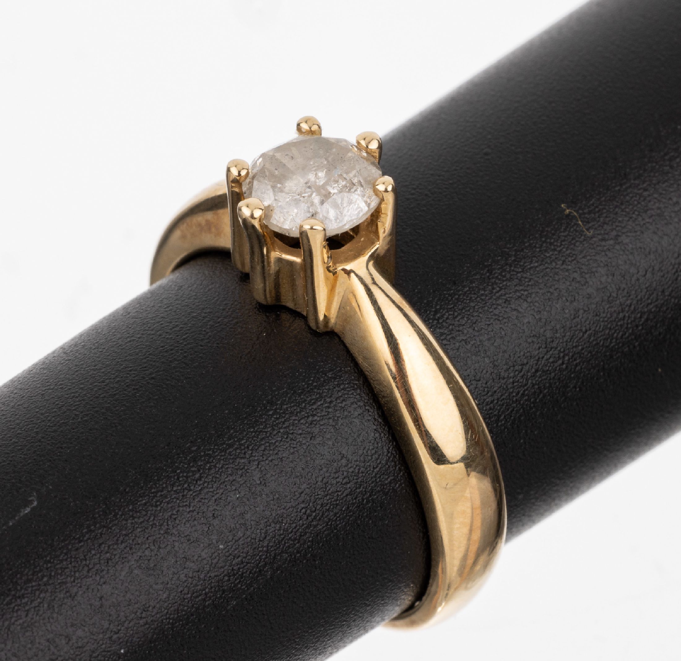 14 kt Gold Brillant-Ring, GG 585/000, Brillant ca. 1.18 ct (grav.) Weiß/p3, RW 62, ca. 5.4 g