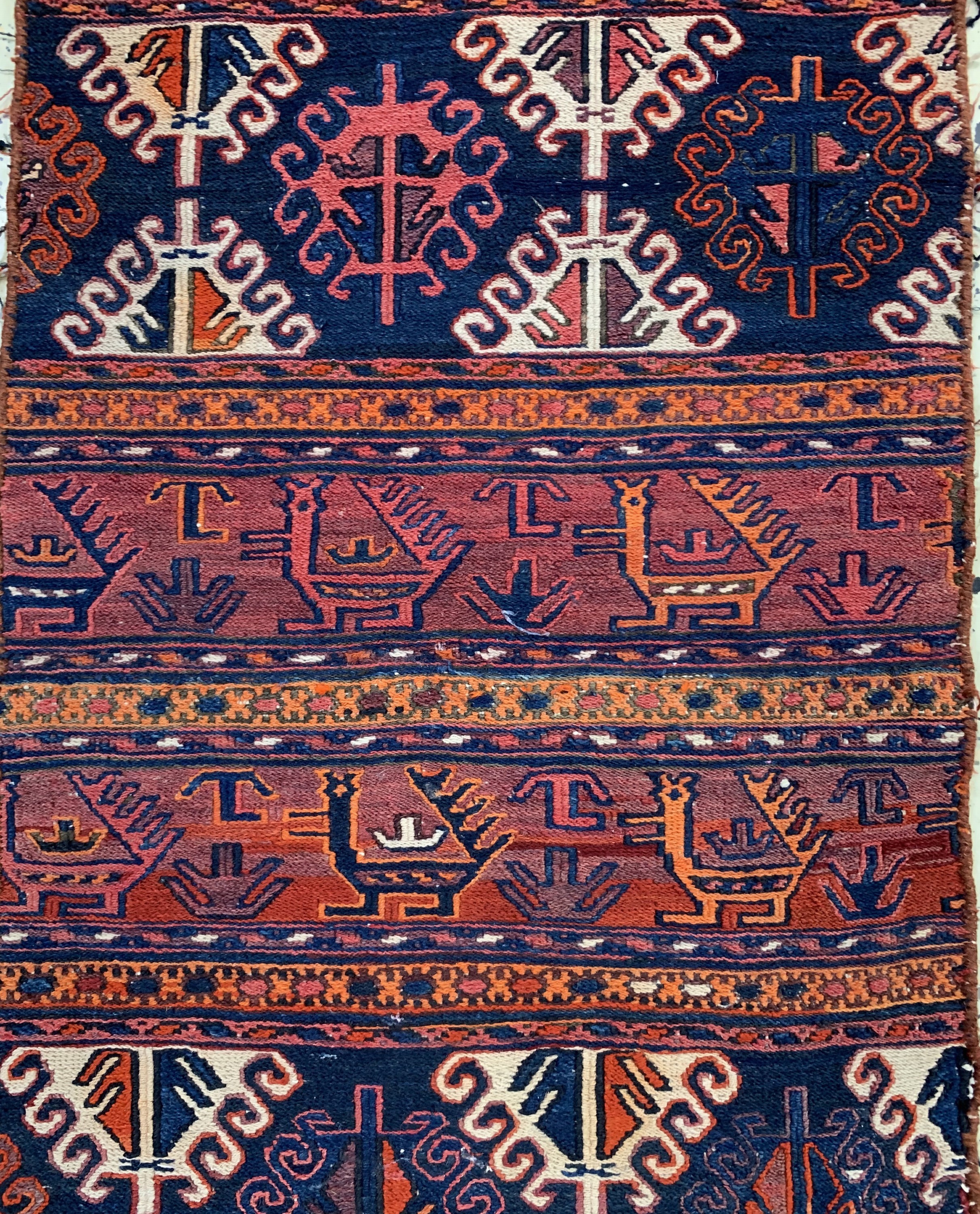 Detail a: 3 Shahsawan Mafraschteile, Persien, um 1910/1920, Wolle auf Wolle, ca. 116 x 49 cm, EHZ: 3