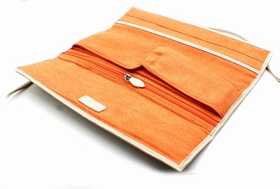 26734411a - Schmuckrolle aus elfenbeinfarb. Feinsynthetik,Innenausstattung in Orange, abknöpfbares ...