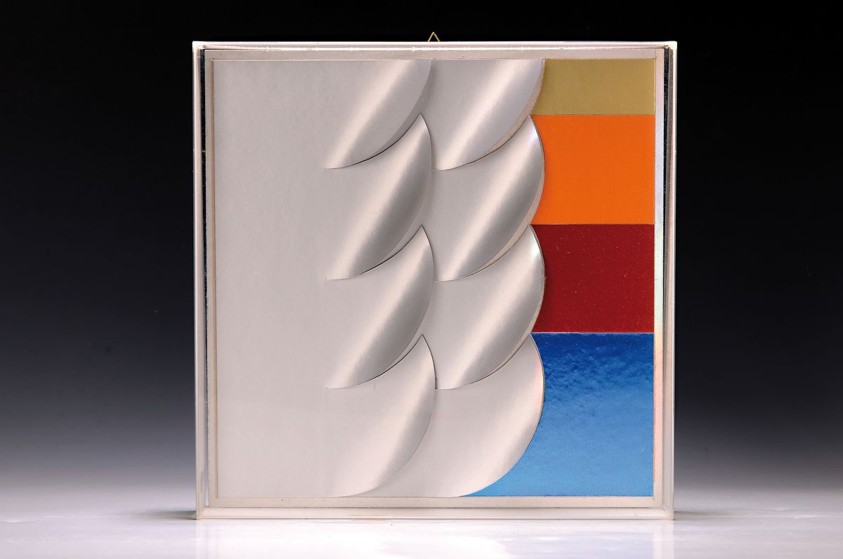 Natale Sapone, 1921 Reggio Calabria-2002 Frauenfeld/Schweiz, "Bild Objekt C", Frauenfeld 1970, in Objektkasten hinter Plexiglas, 30x30 cm ...