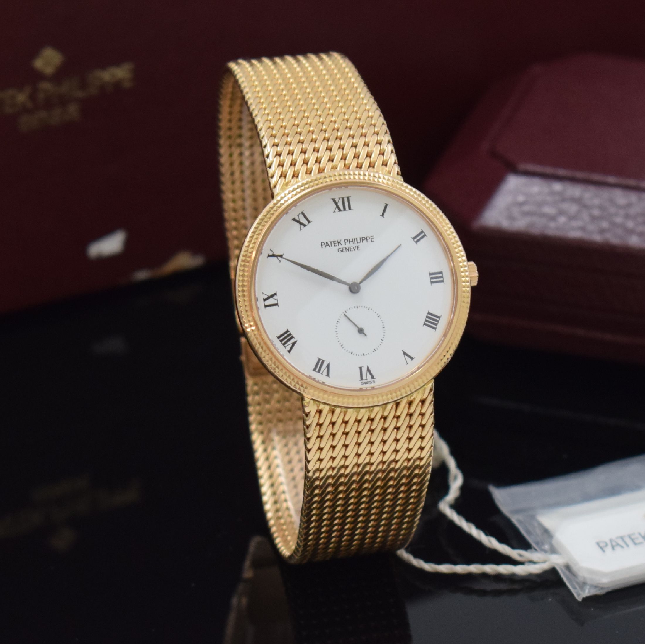 Detail b: PATEK PHILIPPE hochfeine Herrenarmbanduhr Modellserie Calatrava Referenz 3919/5, Handaufzug, Schweiz um 1995, Rosegold 750/000 inkl. orig. Band, ...