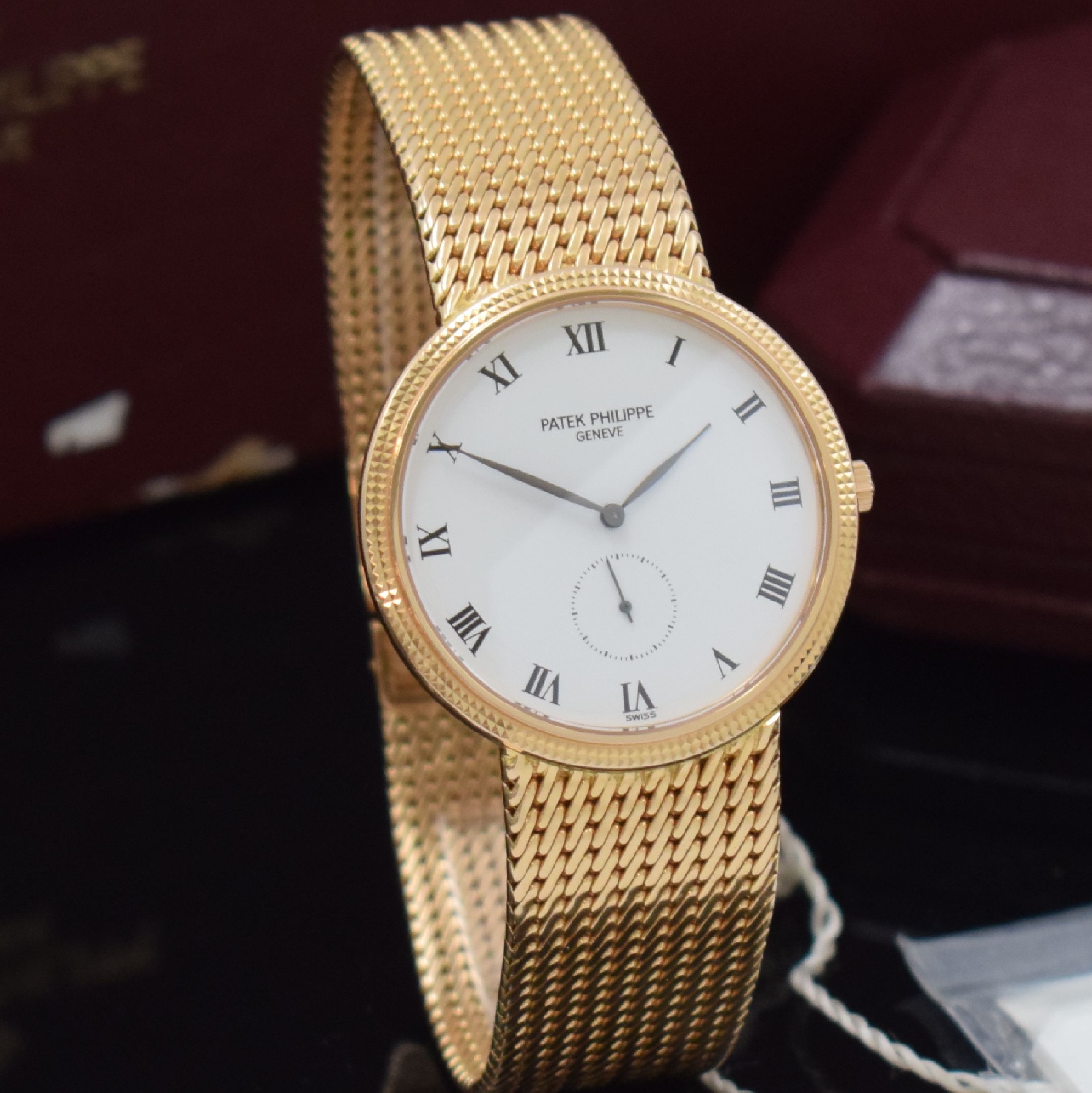 Detail c: PATEK PHILIPPE hochfeine Herrenarmbanduhr Modellserie Calatrava Referenz 3919/5, Handaufzug, Schweiz um 1995, Rosegold 750/000 inkl. orig. Band, ...