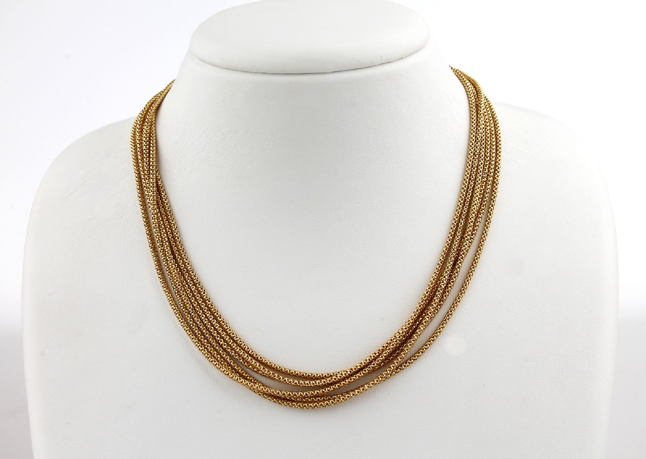 14 kt Gold Collier, ca. 27.7 g, GG 585/000,6 rhg., L. ca. 44.5 cm, Karabinerschließe