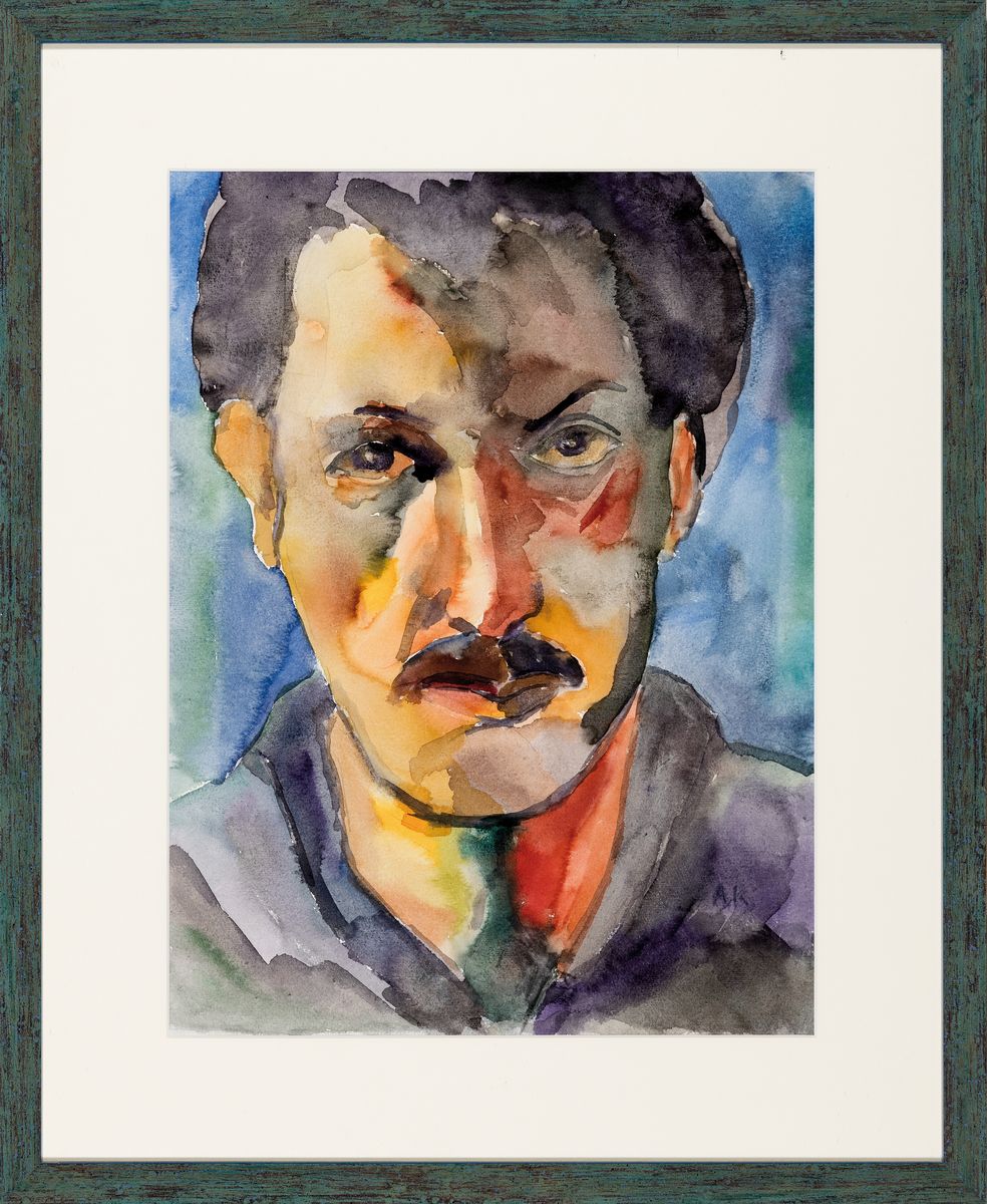 Zuschreibung: Anton Kölig, 1886 Neutitschein- 1950 Nötsch, Porträt des André Derain, Aquarell auf Papier, rechts unten monogr. AK, ca. 47x35cm, ...