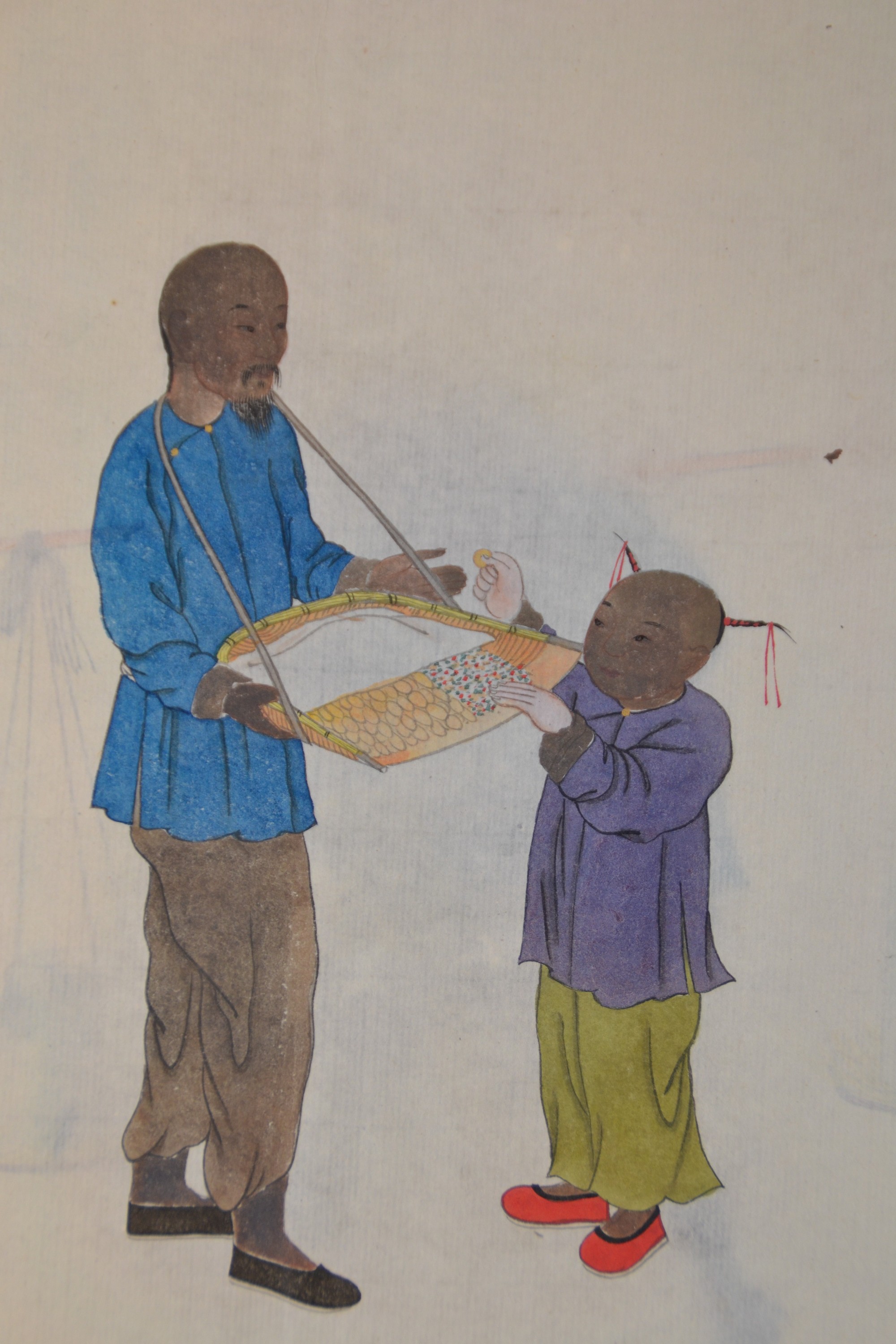 Detail g: Album mit 16 Aquarellzeichnungen, Zhou Pei Chun (nachweisbar 1880-1910), China, späte Quing, 16 gebundene Blätter, Darstellungen von verschiedenen ...