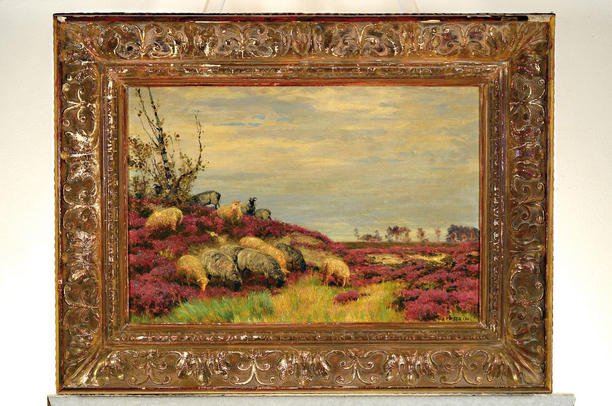 Detail k: Carl Friedrich Kappstein, 1896-1933 Berlin, Heidschnucken in der Lüneburger Heide bei Bispingen, Öl/Malkarton, 38x52cm, R. ca. 57x74cm