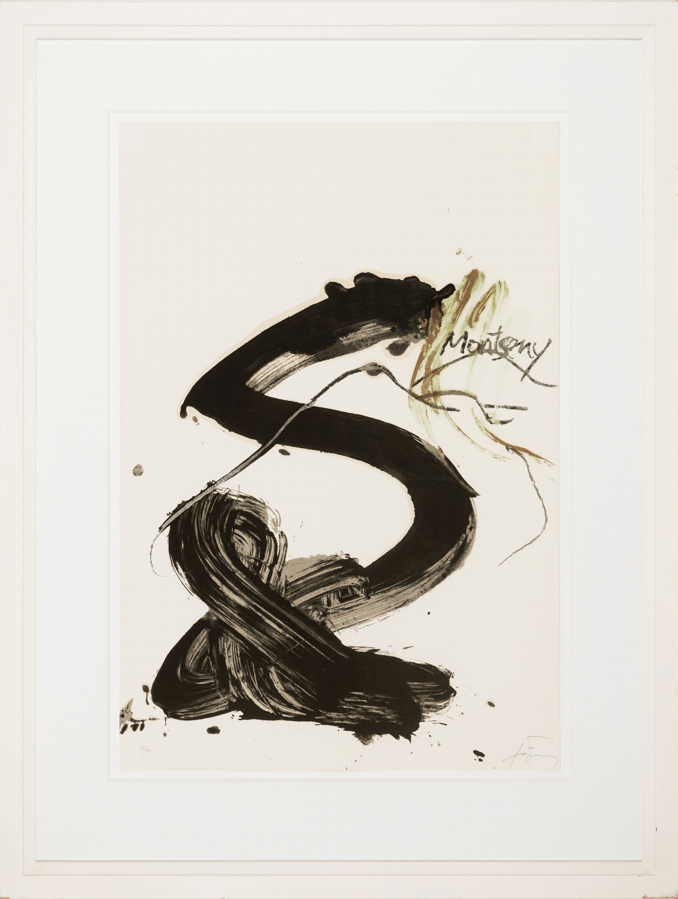 Detail k: Antoni Tapies, 1923-2012, Montseny, Lithographie in schwarz und grün, re. u. handsign., num. 27/99, ca. 63x43cm, PP, u.Gl., R. ca. 88x66cm