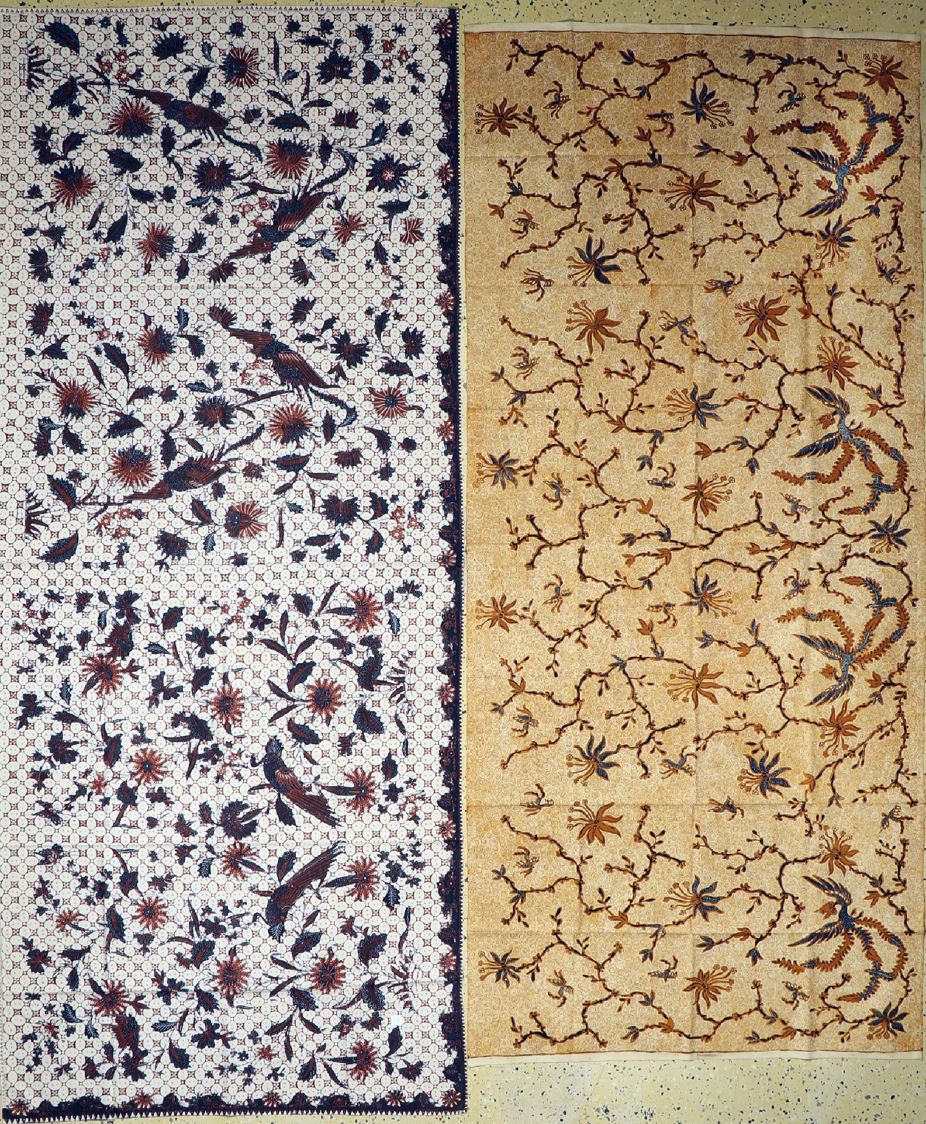 2 Kain Pajang, Sumatra, um 1970, Baumwoll Batik, ca. 240 x 105 cm, Sudagaran und Banyumasan, EHZ: 1-2