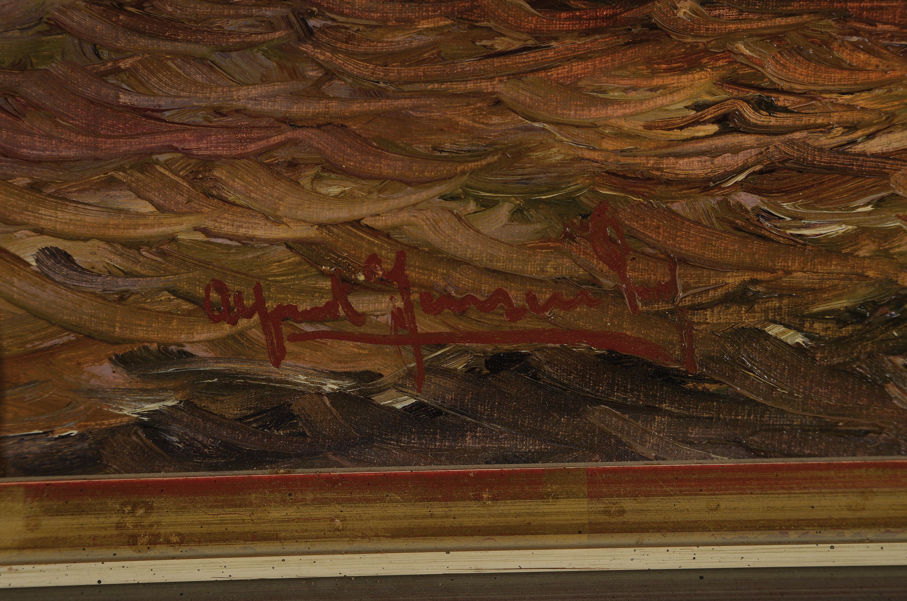 Detail l: Alfred Jensen, 1859 Randers-1935 Hamburg, Morgenstimmung im Hamburger Hafen, Öl/Lwd, links unten sign., ca. 25x37cm, R. ca. 32x43cm