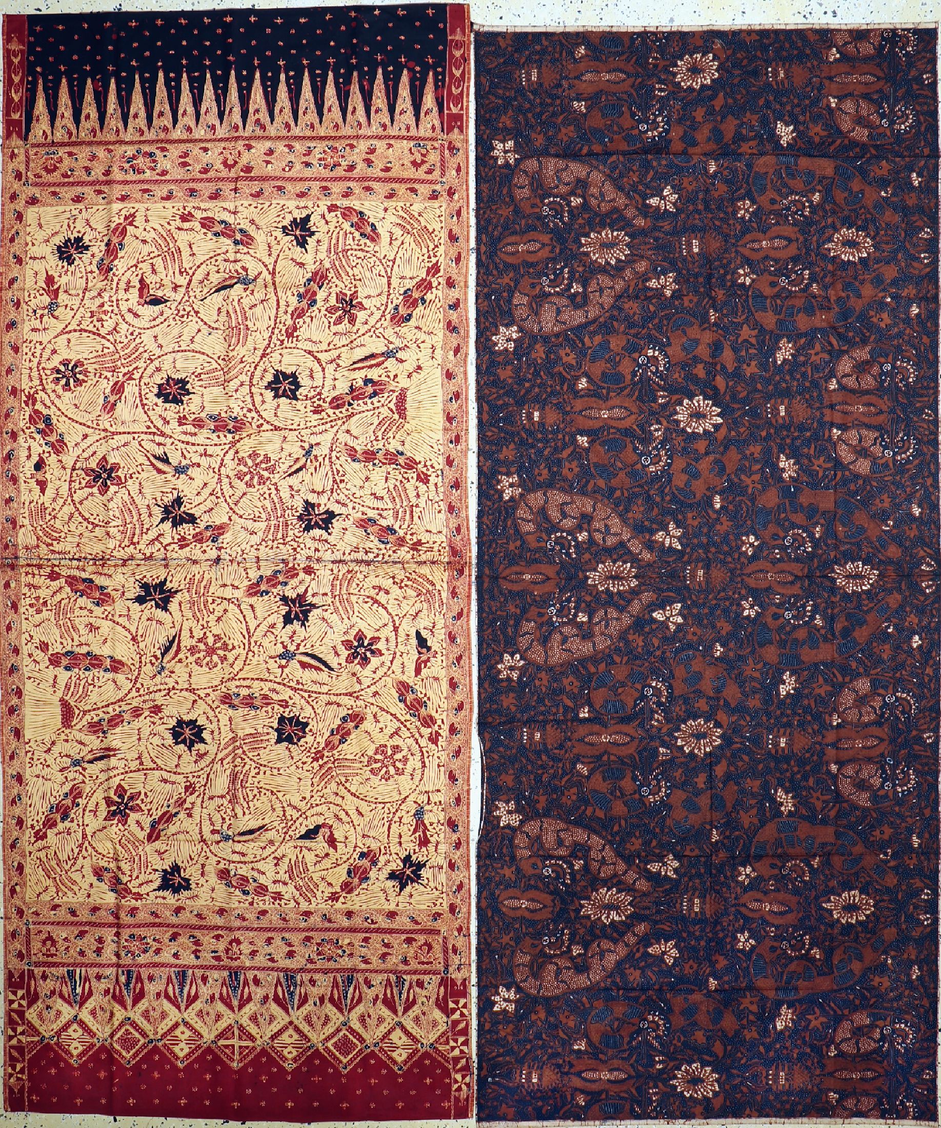 2 Kain Pajang Solo , Sumatra, um 1960/70 , Baumwoll Batik, ca. 250 x 107cm cm, EHZ: 1-2, kleine Reparatur