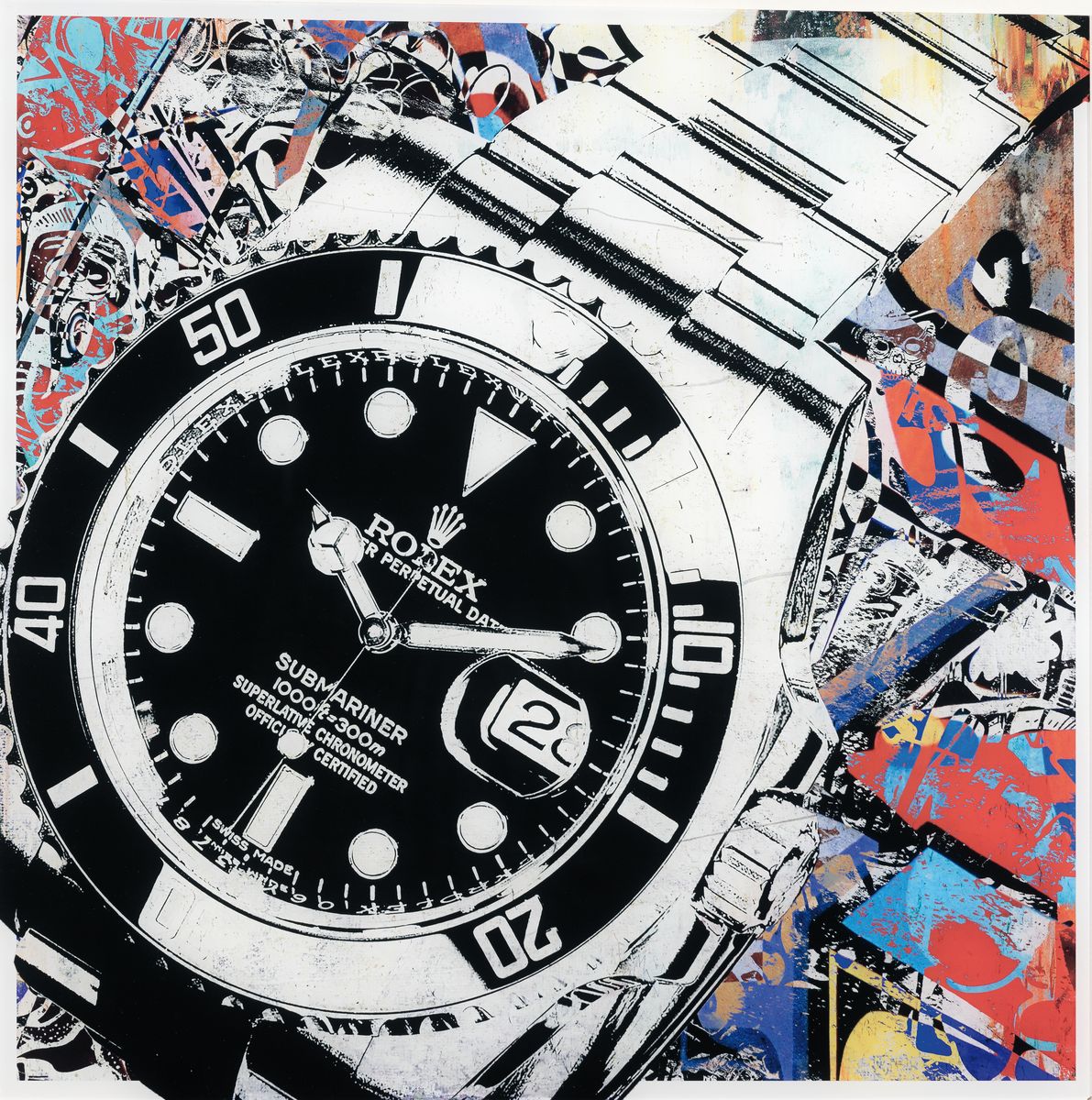 Detail k: Fred Tiger, geb. 1976, "Rolex Submariner", Giclee-Druck/Plexiglas, , von 2021, verso sign., verso mit Zertifikat, ca. 60x60 cm