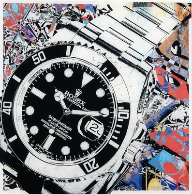 26736395k - Fred Tiger, born 1976, #"Rolex Submariner#", giclee print/plexiglass, , from 2021, signed on verso, with certificate on verso, approx. 60x60 cm
