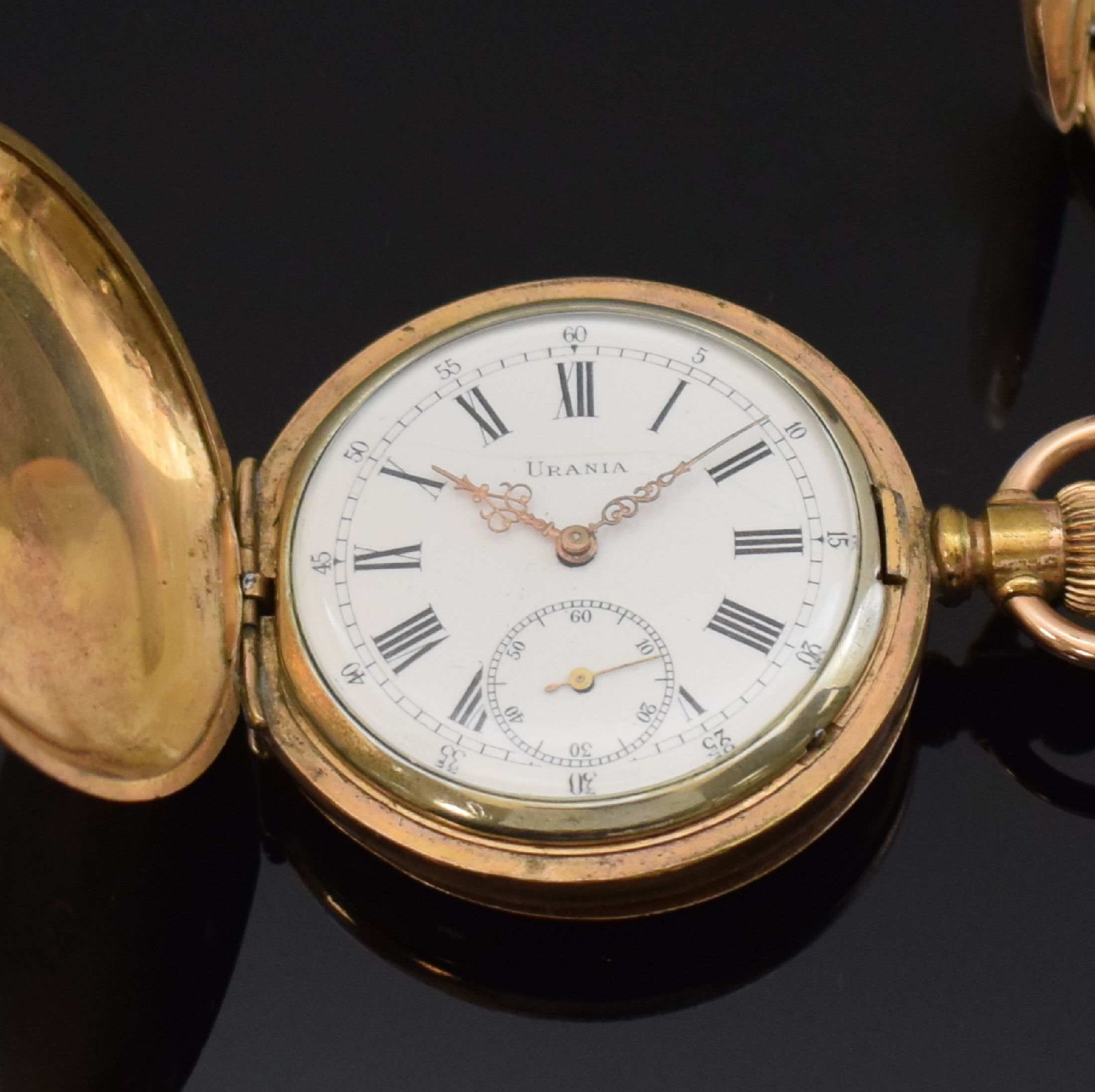 Detail c: ELGIN, URANIA und GRUEN 2 vergoldete Savonette Taschenuhren und 1 offene Taschenuhr, Schweiz/USA um 1900-1915, Geh. teils dell., 1x guill. Sprung- u. ...