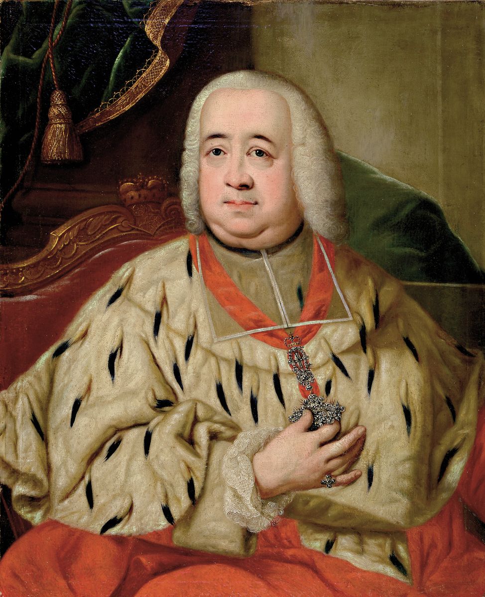 Porträt Johann Friedrich Karl von Ostein (1689-1763), Erzbischof und Kurfürst von Mainz, Ende 18.Jh., qualitätvolle Kopie nach dem Porträt im ...
