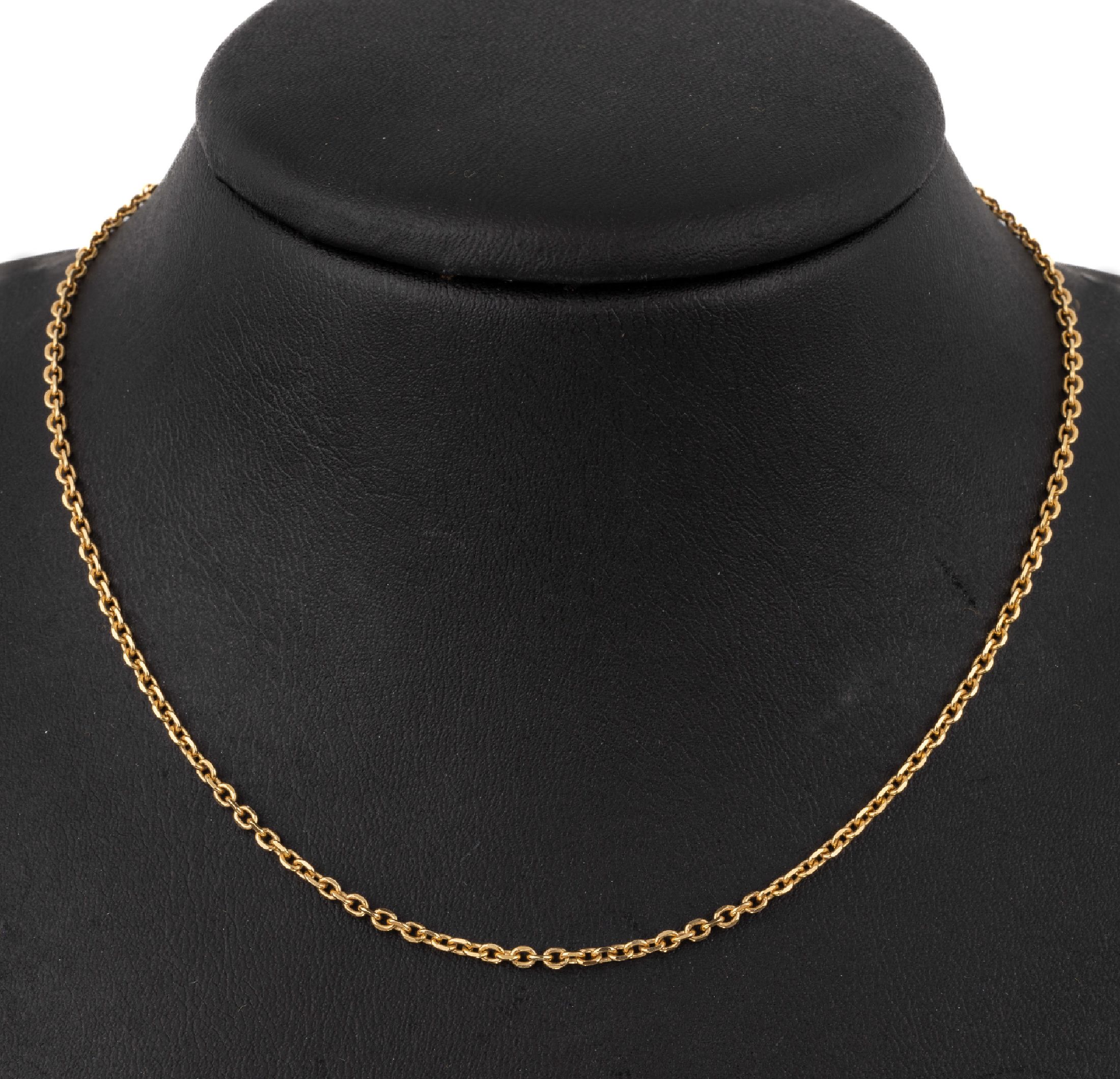 18 kt Gold Kette, GG 750/000, L. ca. 45.5 cm, Karabinerschließe, ca. 5.9 g
