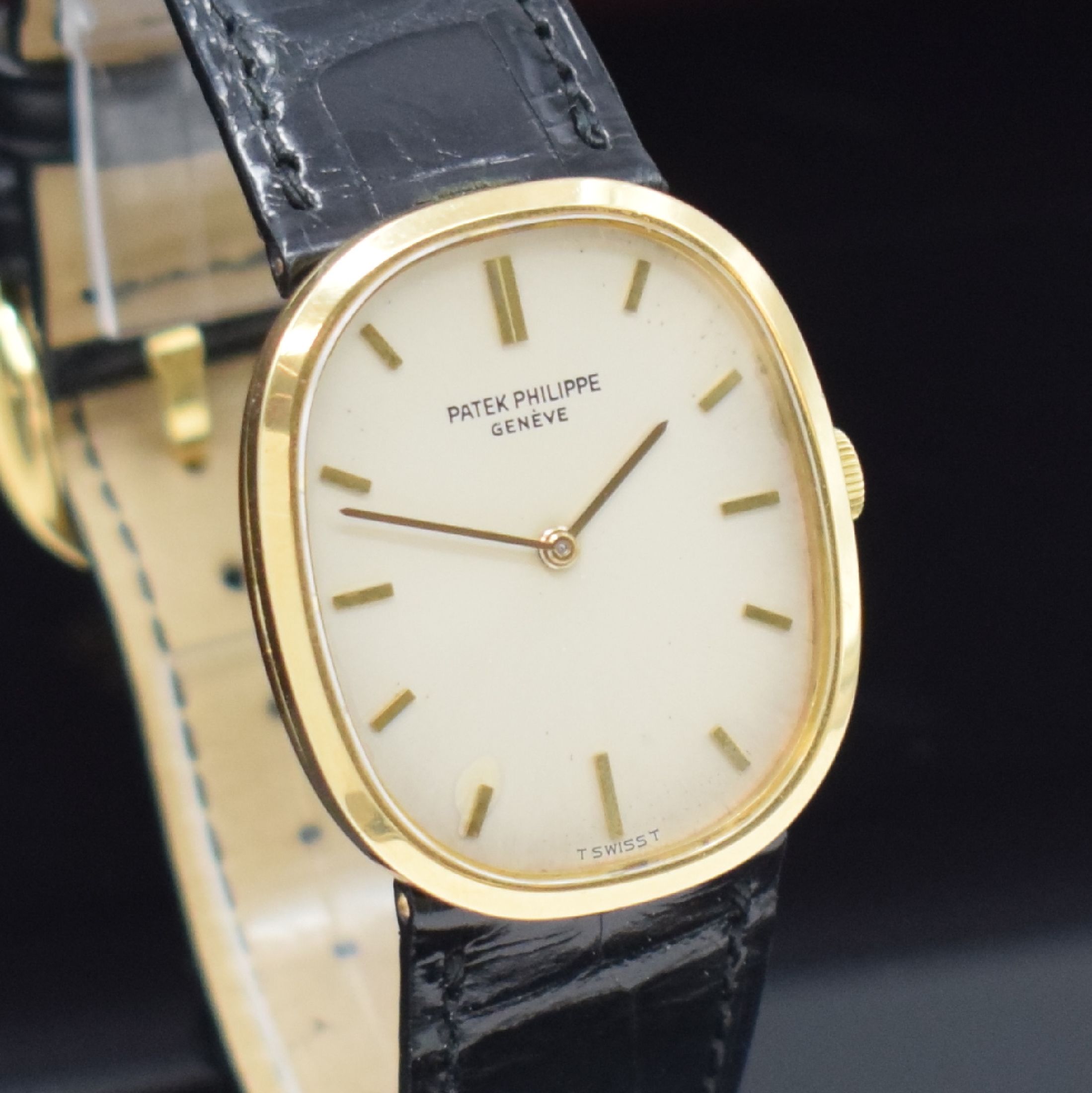 Detail c: PATEK PHILIPPE Ellipse d´Or Armbanduhr in GG 750/000 Referenz 3548, Schweiz um 1985, Handaufzug, ovales, 3-tlg. Geh., Boden und Glasrand aufgedr., ...