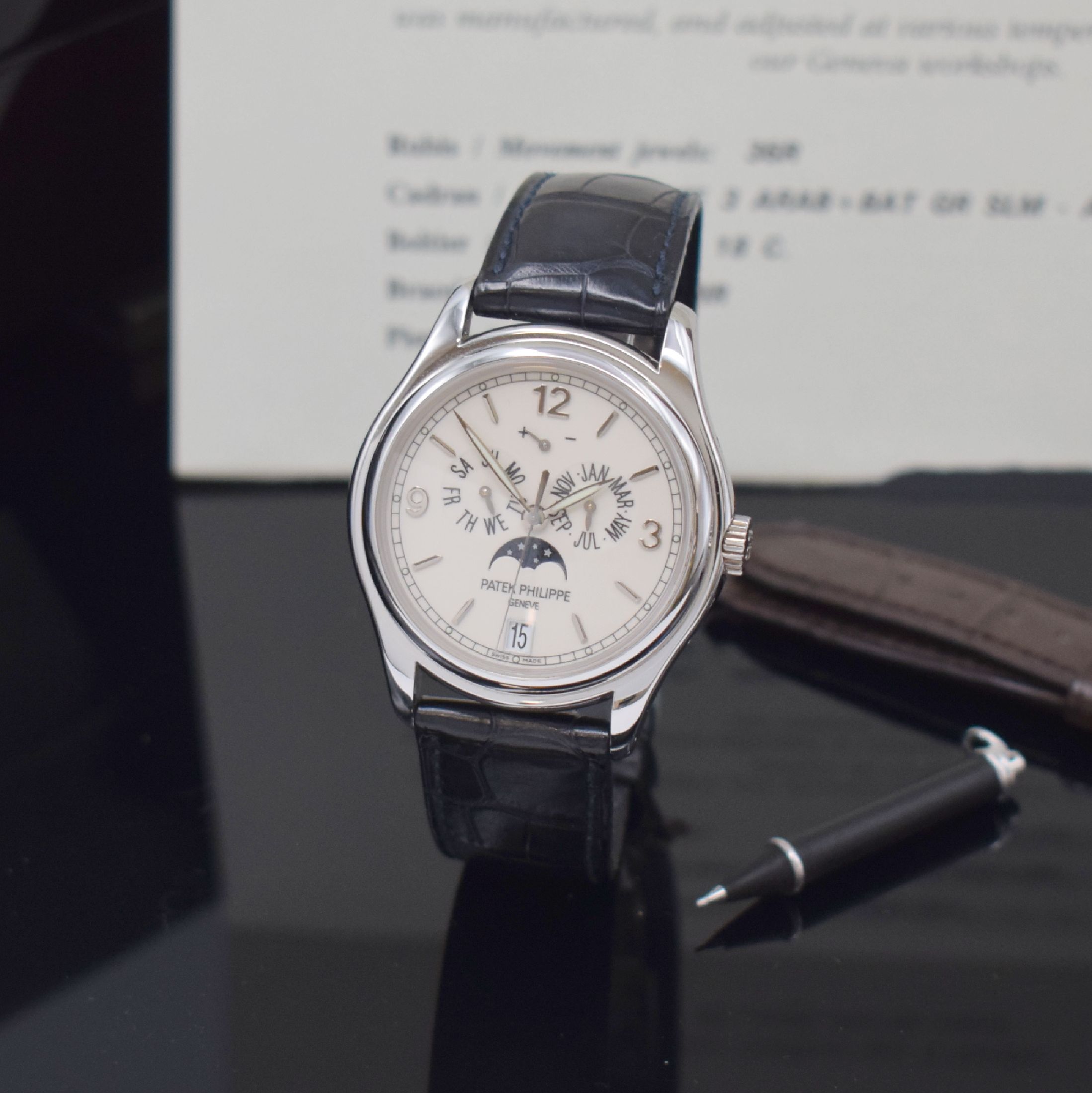 Detail a: PATEK PHILIPPE hochfeiner und seltener, astronomischer Jahreskalender in WG 750/000 Referenz 5146G-001, Automatik, Schweiz um 2007, beids. vergl., ...