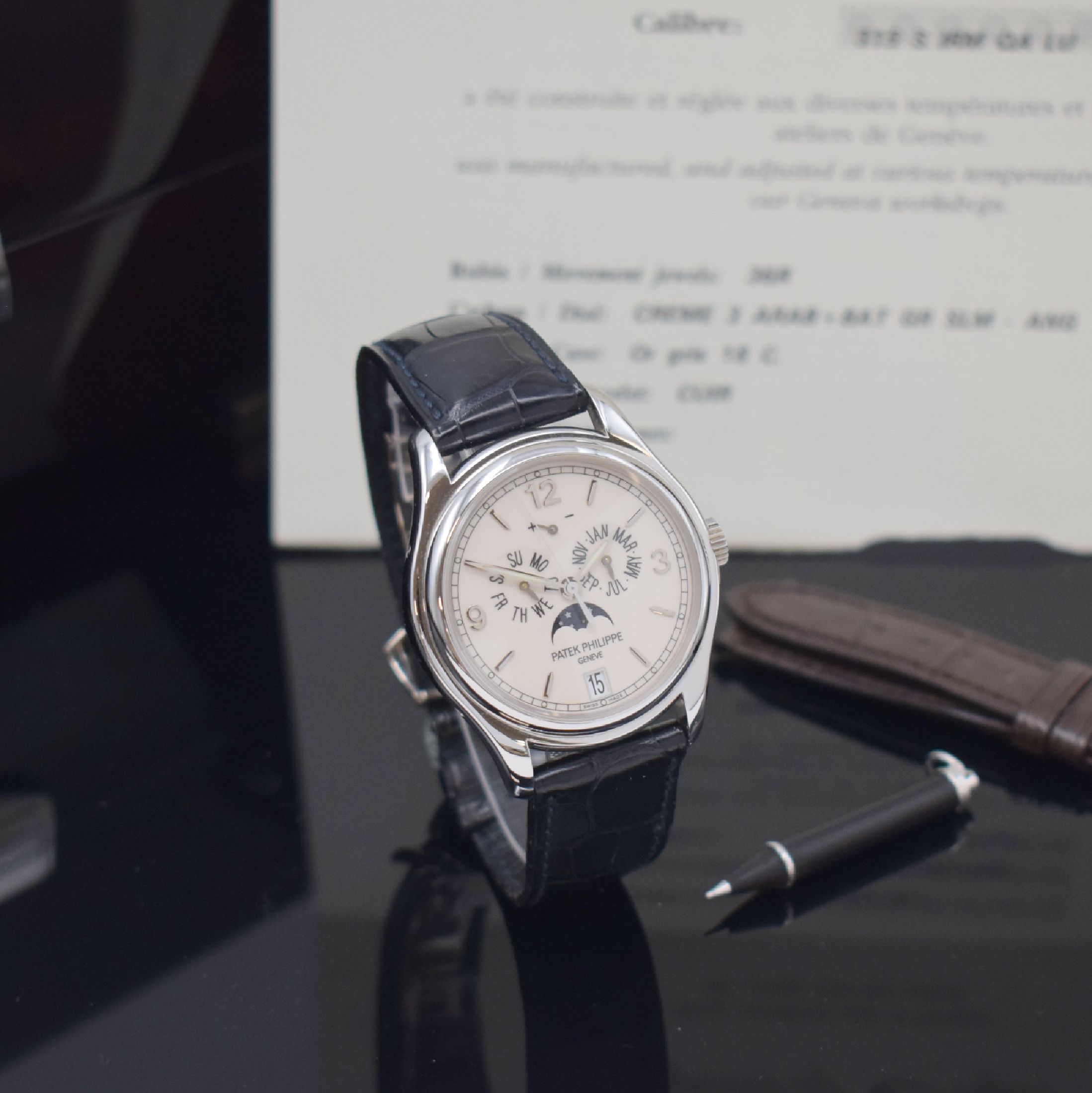 Detail b: PATEK PHILIPPE hochfeiner und seltener, astronomischer Jahreskalender in WG 750/000 Referenz 5146G-001, Automatik, Schweiz um 2007, beids. vergl., ...