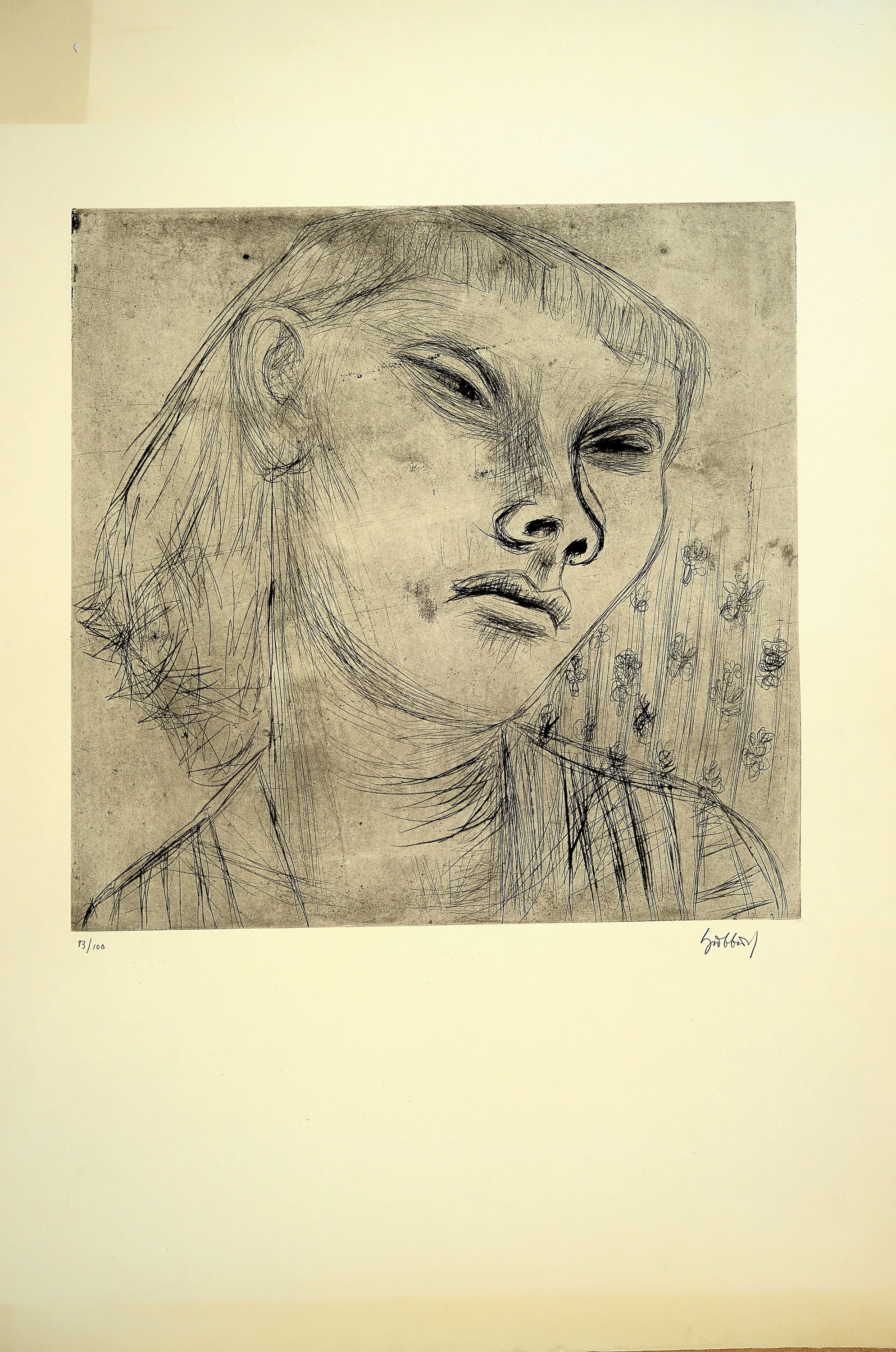 Detail k: Karl Hubbuch, 1891-1979 Karlsruhe, Radierung "Else" (1949), Ed. 13/100, handsigniert, gerollt, 77x53 cm