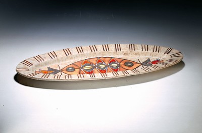 Image 26737383 - Large ceramic plate, J.G. Picard, Vallauris, France, 1960s, ceramic, colored glaze, signed on the underside, 26x70 cm