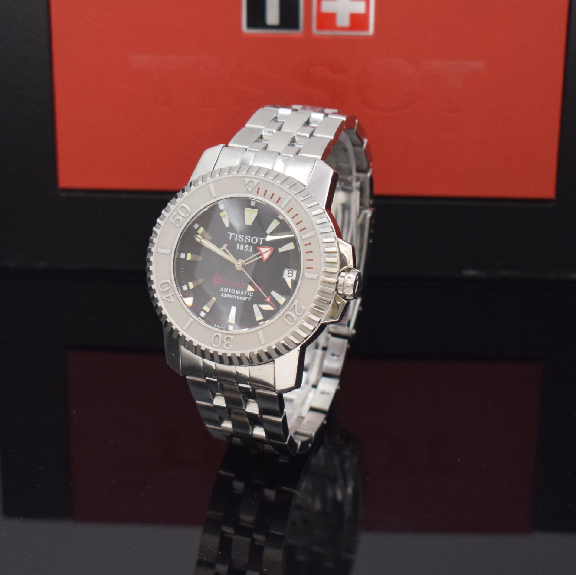 TISSOT Seastar 1000 Herrenarmbanduhr in Stahl Referenz A464/564, Schweiz um 2007, Automatik, beids. vergl. Geh., Boden 6-fach verschr., Krone ...