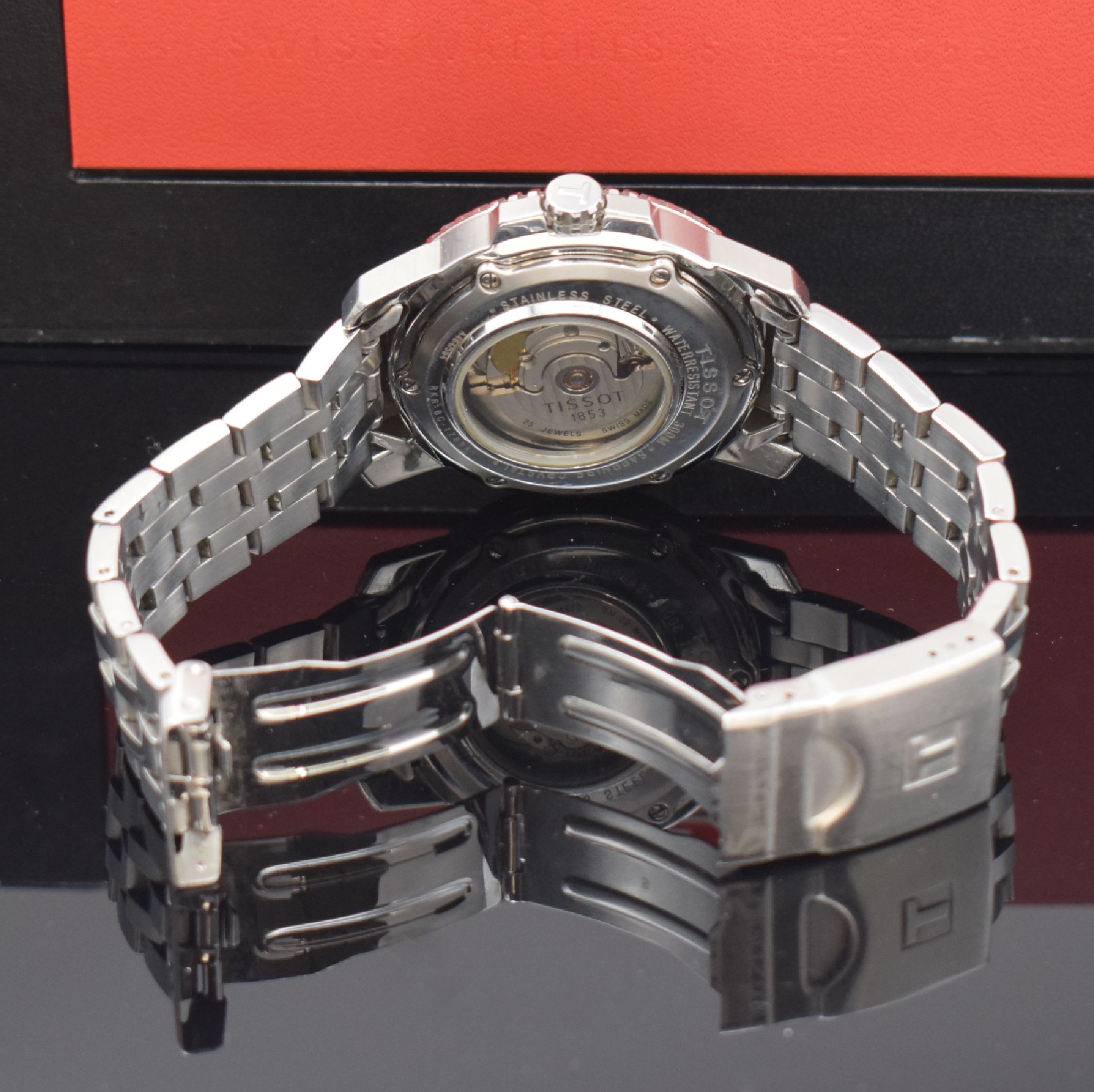 Detail d: TISSOT Seastar 1000 Herrenarmbanduhr in Stahl Referenz A464/564, Schweiz um 2007, Automatik, beids. vergl. Geh., Boden 6-fach verschr., Krone ...
