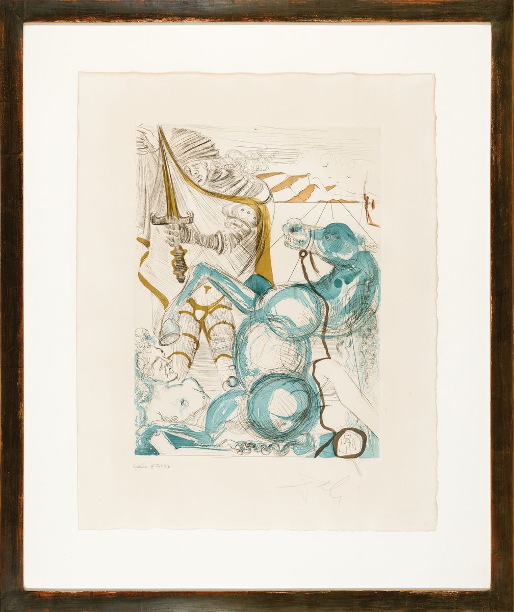 Detail k: Salvador Dali, 1904-1989, Sankt Martin, Farbradierung mit Aquatinta von 1965, bez.: Epreuve d'artiste, signiert, ca. 49x36.5cm, PP, u.Gl., R. ...