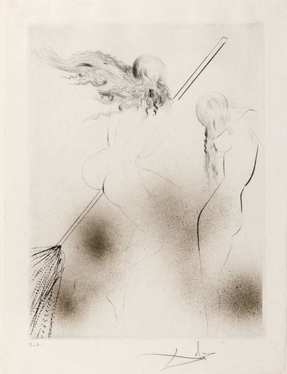 Salvador Dali, 1904-1989, Sorciere au balai, Kaltnadelradierung mit Godstaub, sign., bez. e.a., ca. 31.8x23.9cm, WVZ Michler/Löpsinger Nr. 300, aus ...