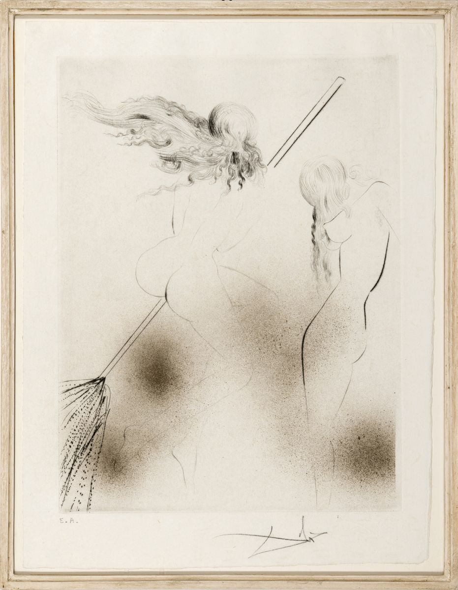 Detail k: Salvador Dali, 1904-1989, Sorciere au balai, Kaltnadelradierung mit Godstaub, sign., bez. e.a., ca. 31.8x23.9cm, WVZ Michler/Löpsinger Nr. 300, aus ...