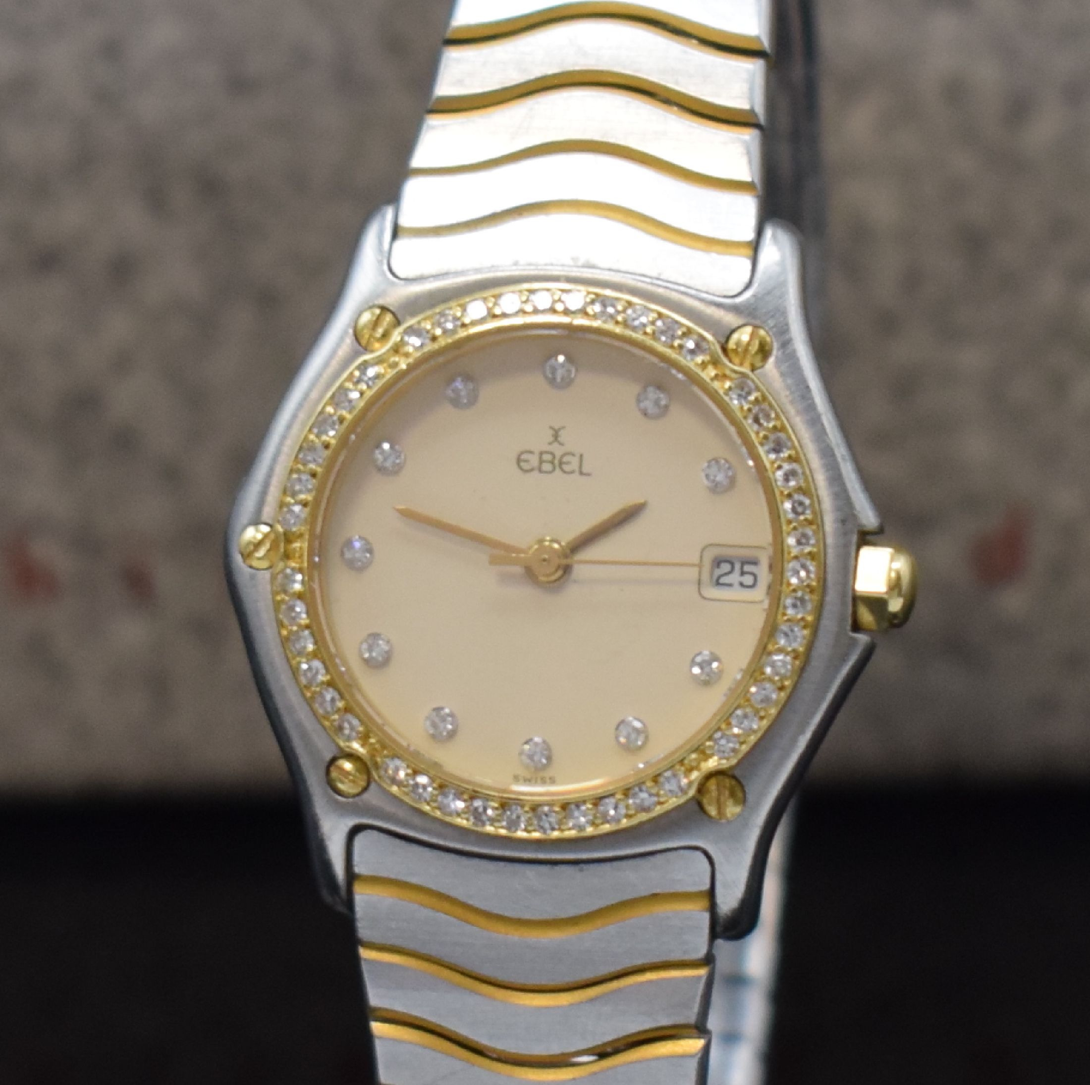 Detail a: EBEL Sport Classique Damenarmbanduhr Referenz 183930 mit Diamanten, Schweiz verk. lt. beil. Pap. 05/1992, quarz, Edelstahl/Gold komb., orig. ...