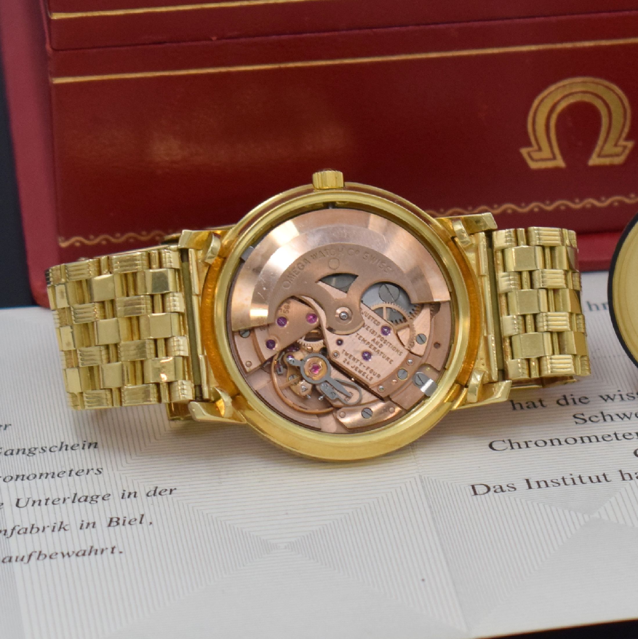 Detail g: OMEGA seltener Armbandchronometer Constellation II De Luxe Calendar in GG 750/000 Referenz 168.010/11, Automatik, verschr. Geh., orig. GG 750/000 ...