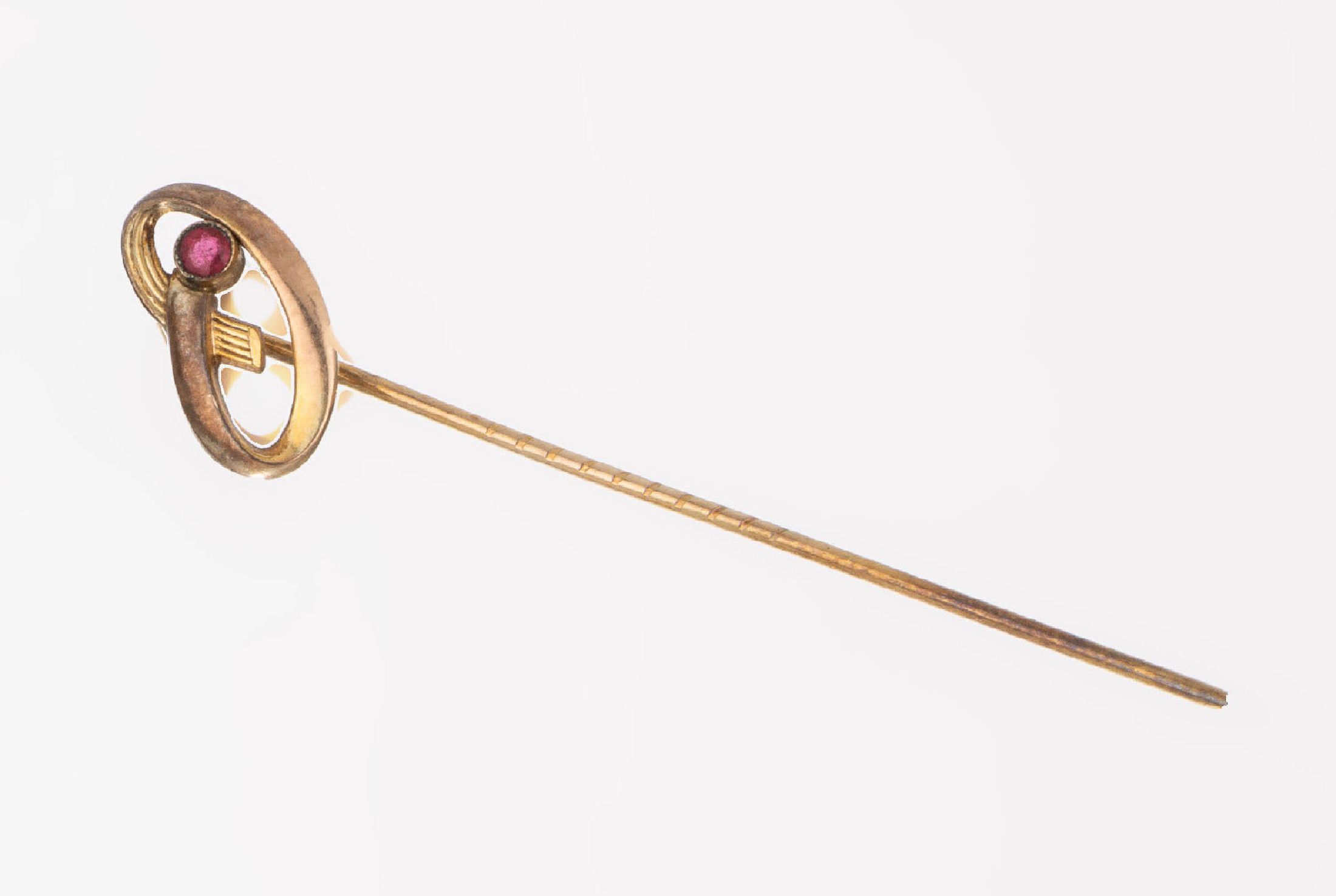 Detail c: 14 kt Gold Jugendstil Schmuck-Konvolut, GG 585/000, best. aus: 1 Paar Manschettenknöpfe, mit 2 kl. Diamantrosen und 2 kl. synth. Rubinen, 1 ...