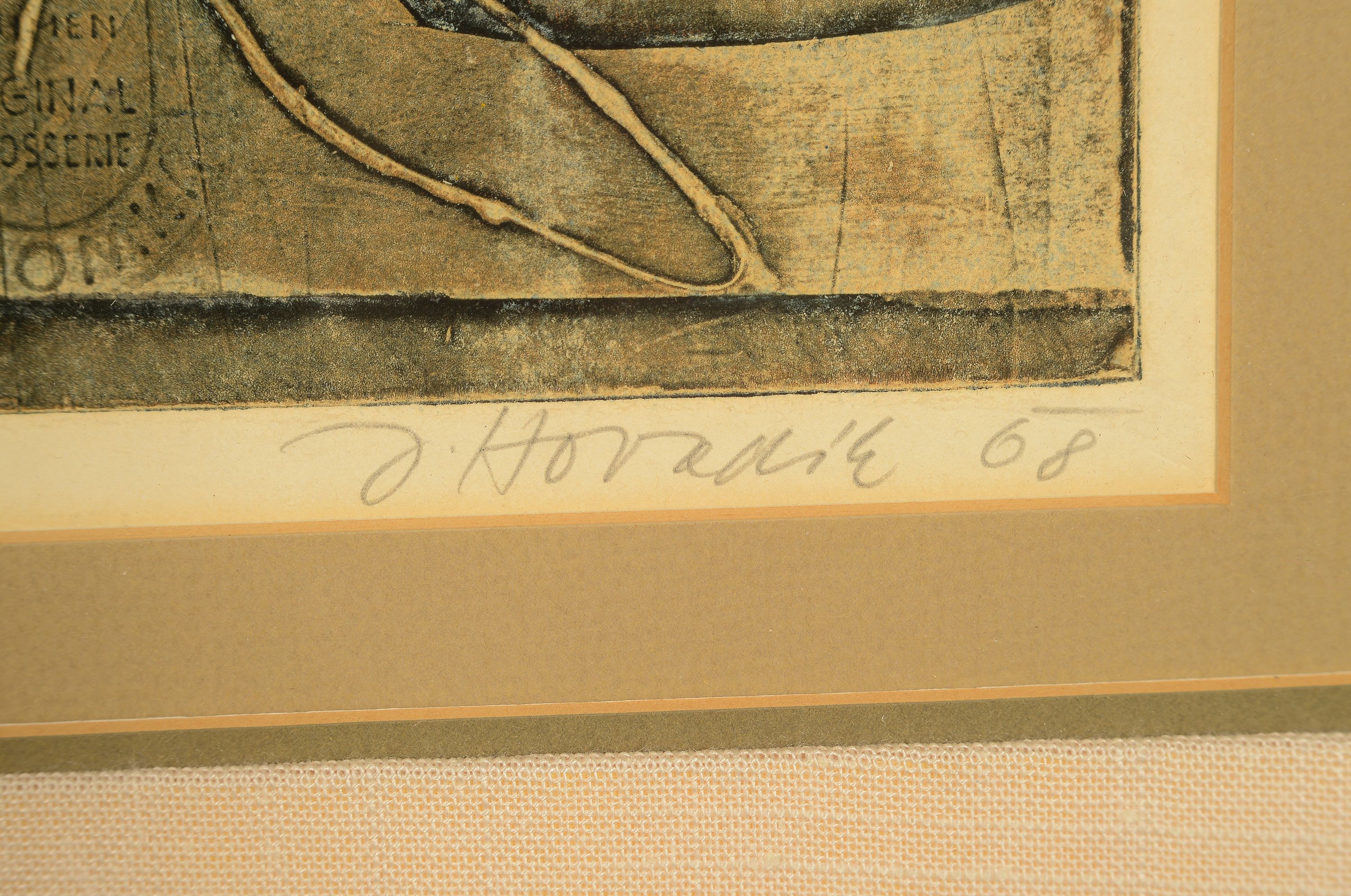 Detail k: Jaroslav Hovadik, 1935-2011, LIthografie, betitelt und handsigniert, dat. 68, ca. 34 x 48 cm, unter Glas, Rahmen ca. 60 x 75 cm, l. Gebr.spuren