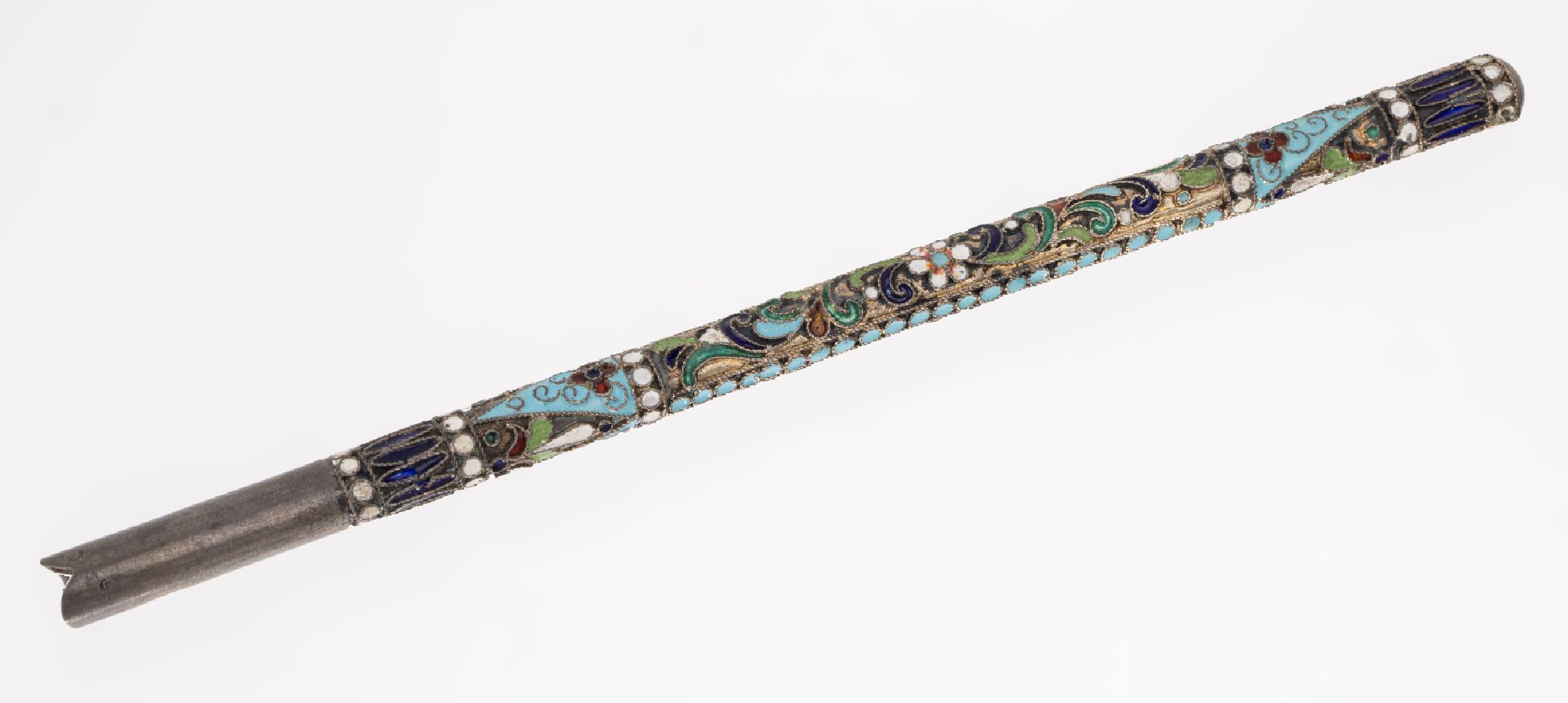 Federkiel, Russland nach 1926, 875er Silber, Cloisonne Email, min. besch., L. ca. 16 cm