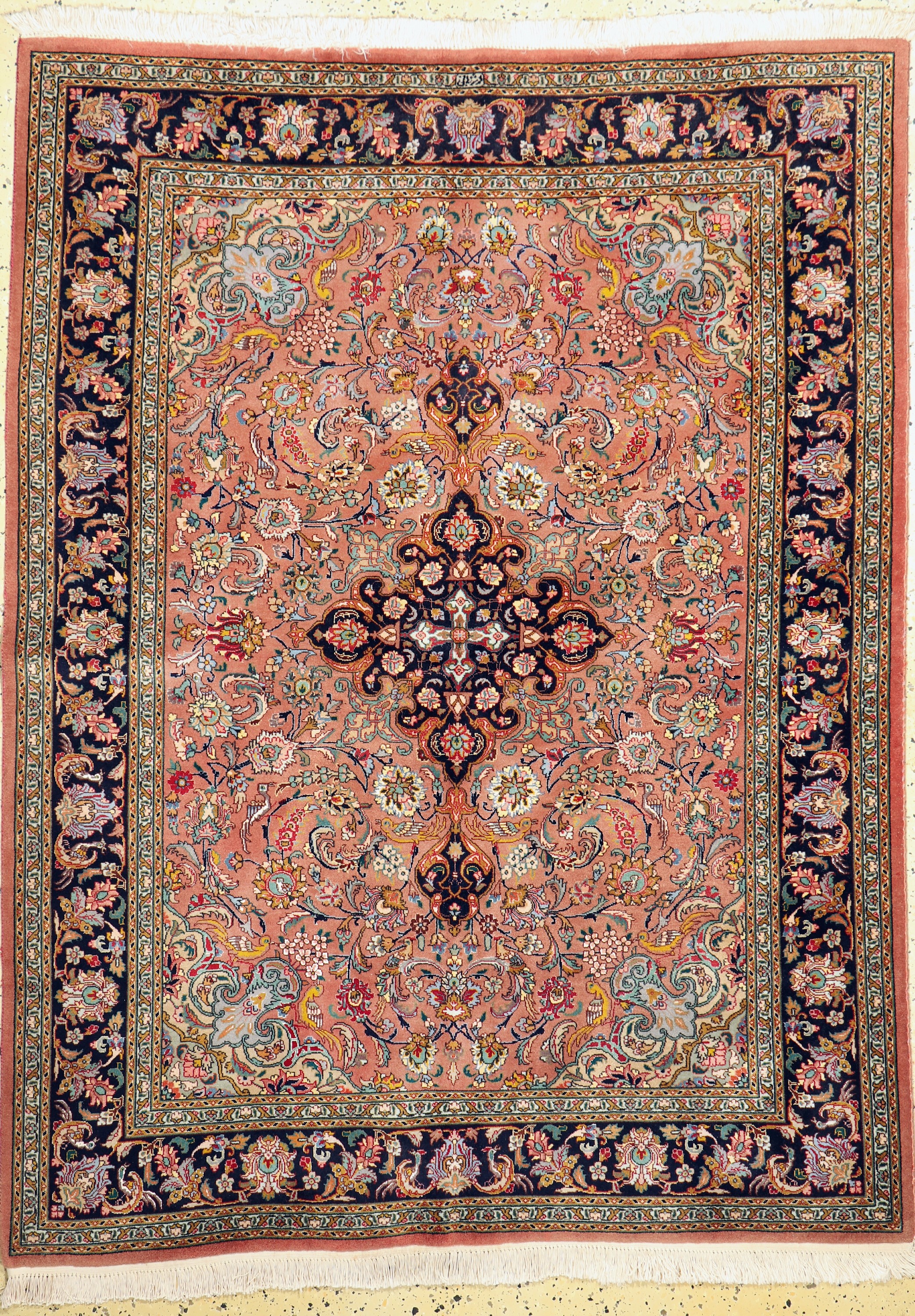 Täbriz fein(50 Raj), Persien, ca. 50 Jahre,Korkwolle mit Seide, ca. 193 x 142 cm, EHZ: 2