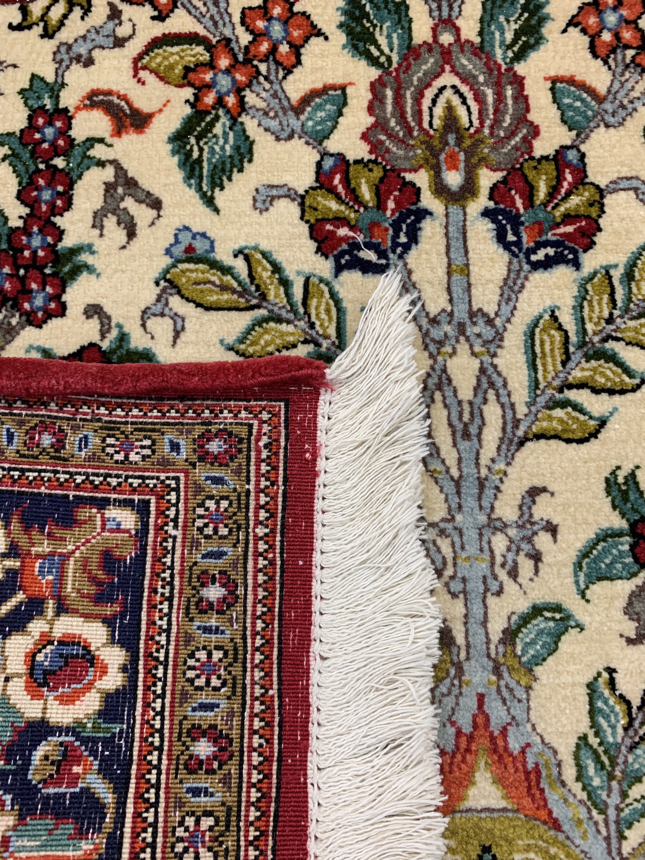 Detail d: Ghom Kork, Persien, ca. 50 Jahre, Korkwolleauf Baumwolle, ca. 152 x 106 cm, EHZ: 1-2