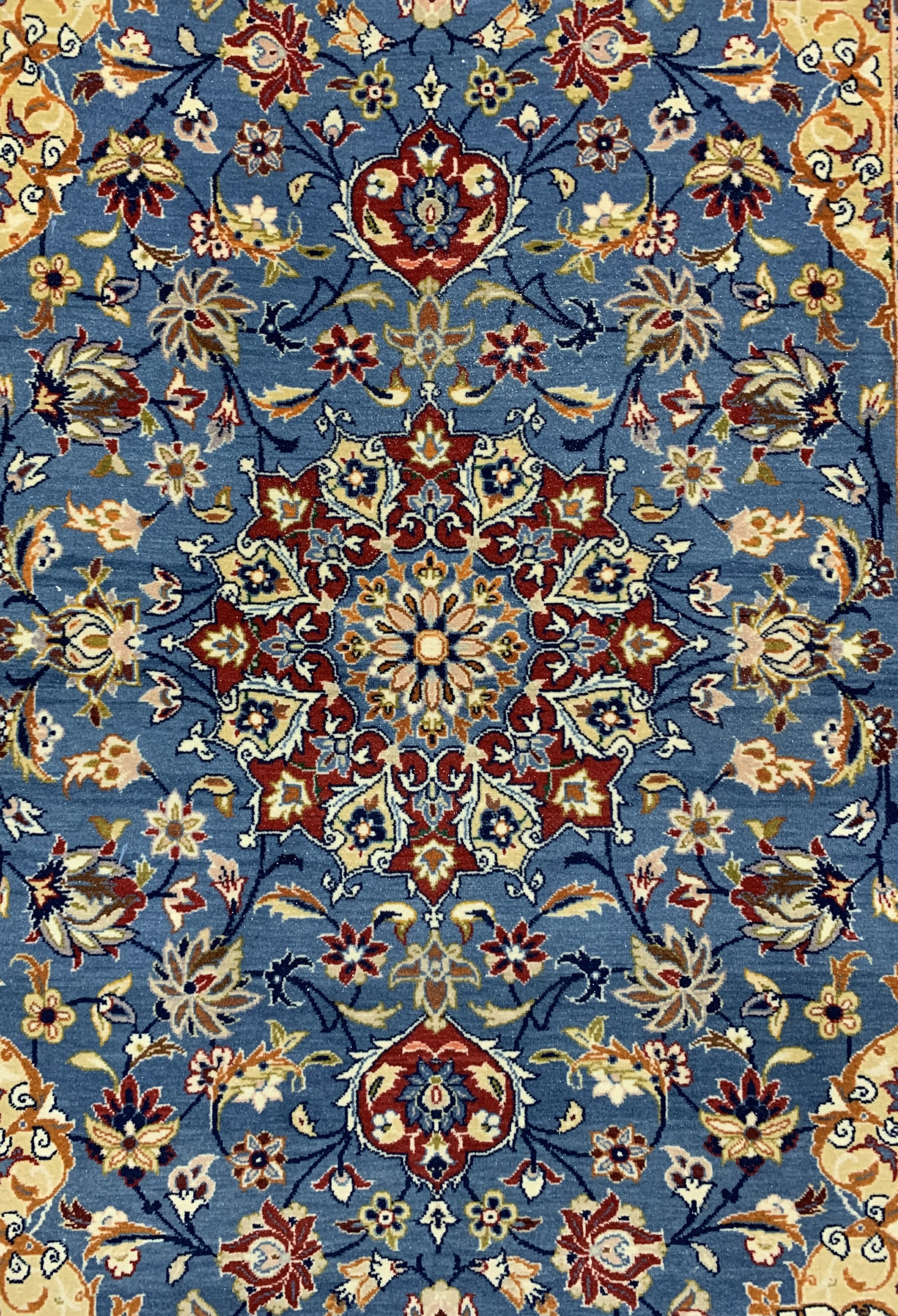 Detail a: 1 Paar Esfahan fein, Persien, um 1960, Korkwolle auf Seide, ca. 105 x 68 cm, ca. 1,0 Mio. Kn/qm, EHZ: 1-2(Abrasch)