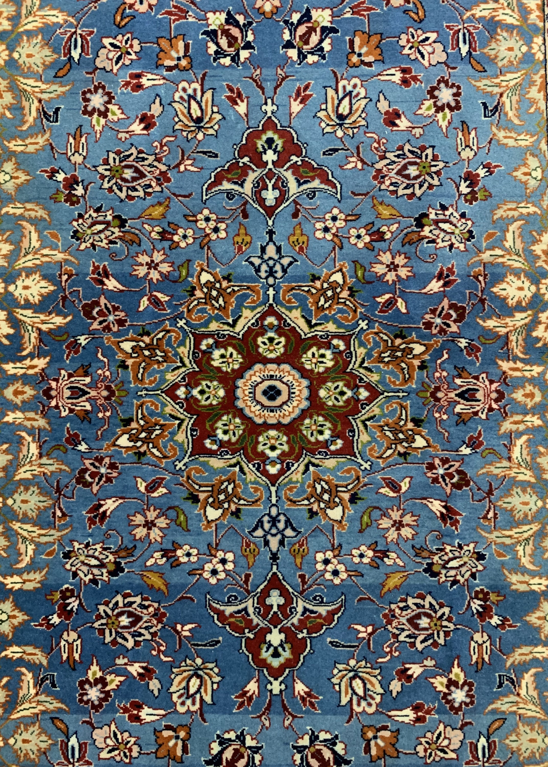 Detail d: 1 Paar Esfahan fein, Persien, um 1960, Korkwolle auf Seide, ca. 105 x 68 cm, ca. 1,0 Mio. Kn/qm, EHZ: 1-2(Abrasch)