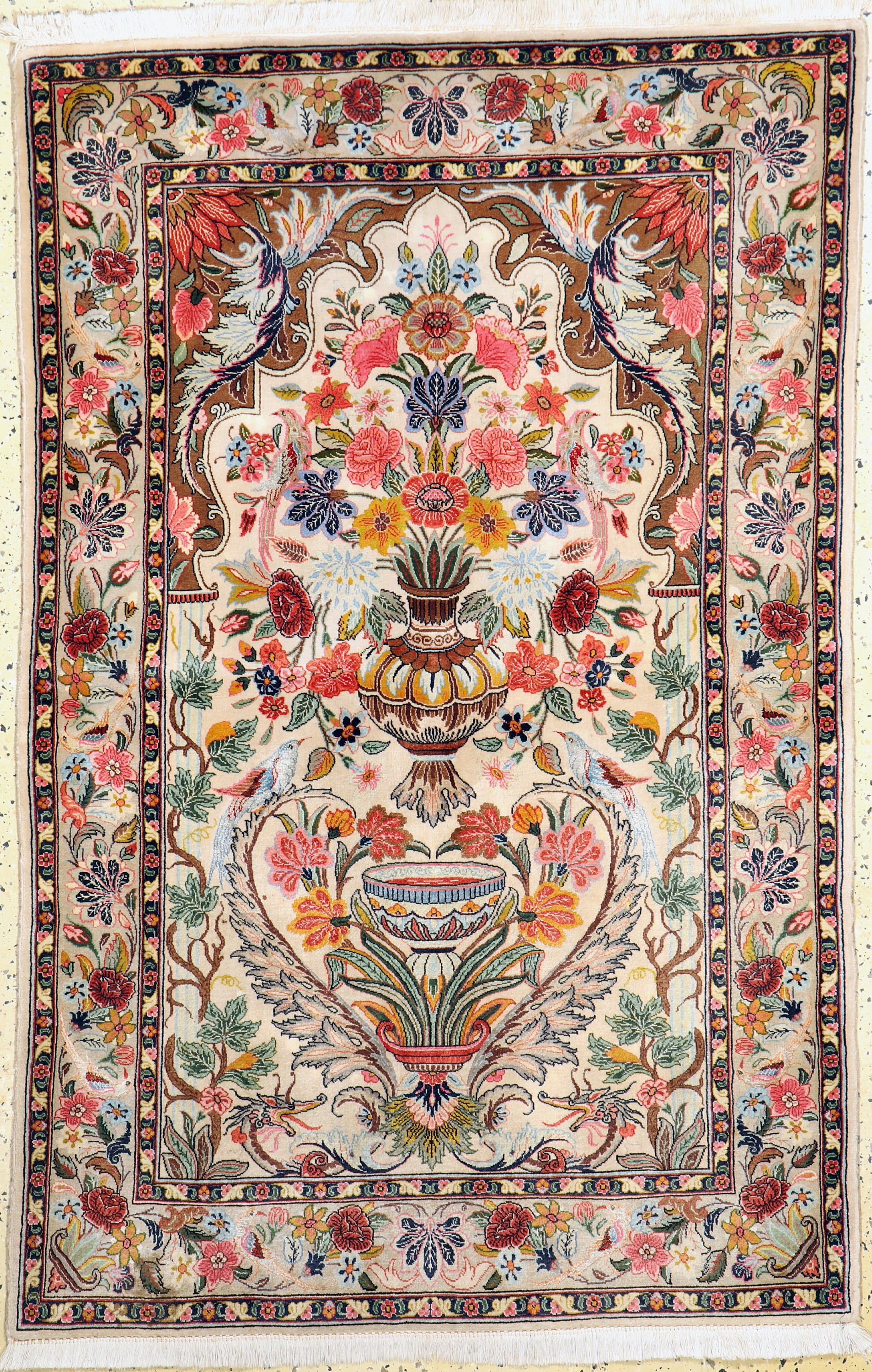 Ghom Kork fein, Persien, ca. 50 Jahre, Korkwolle mit Seide, ca. 165 x 105 cm, EHZ: 2