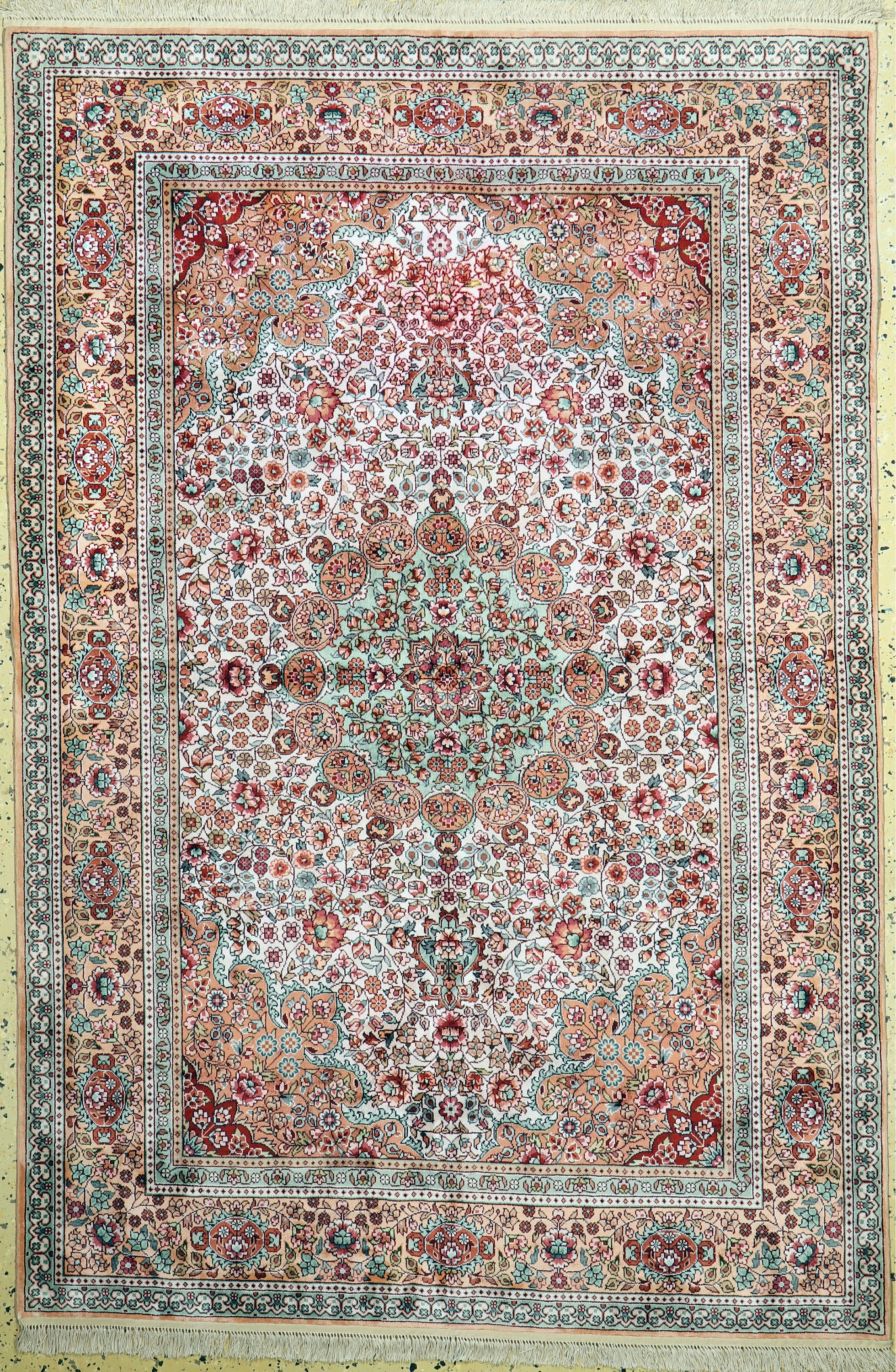 Kaschmir, Indien, ca. 40 Jahre, merzerisierte Baumwolle, ca. 185 x 125 cm, EHZ: 2