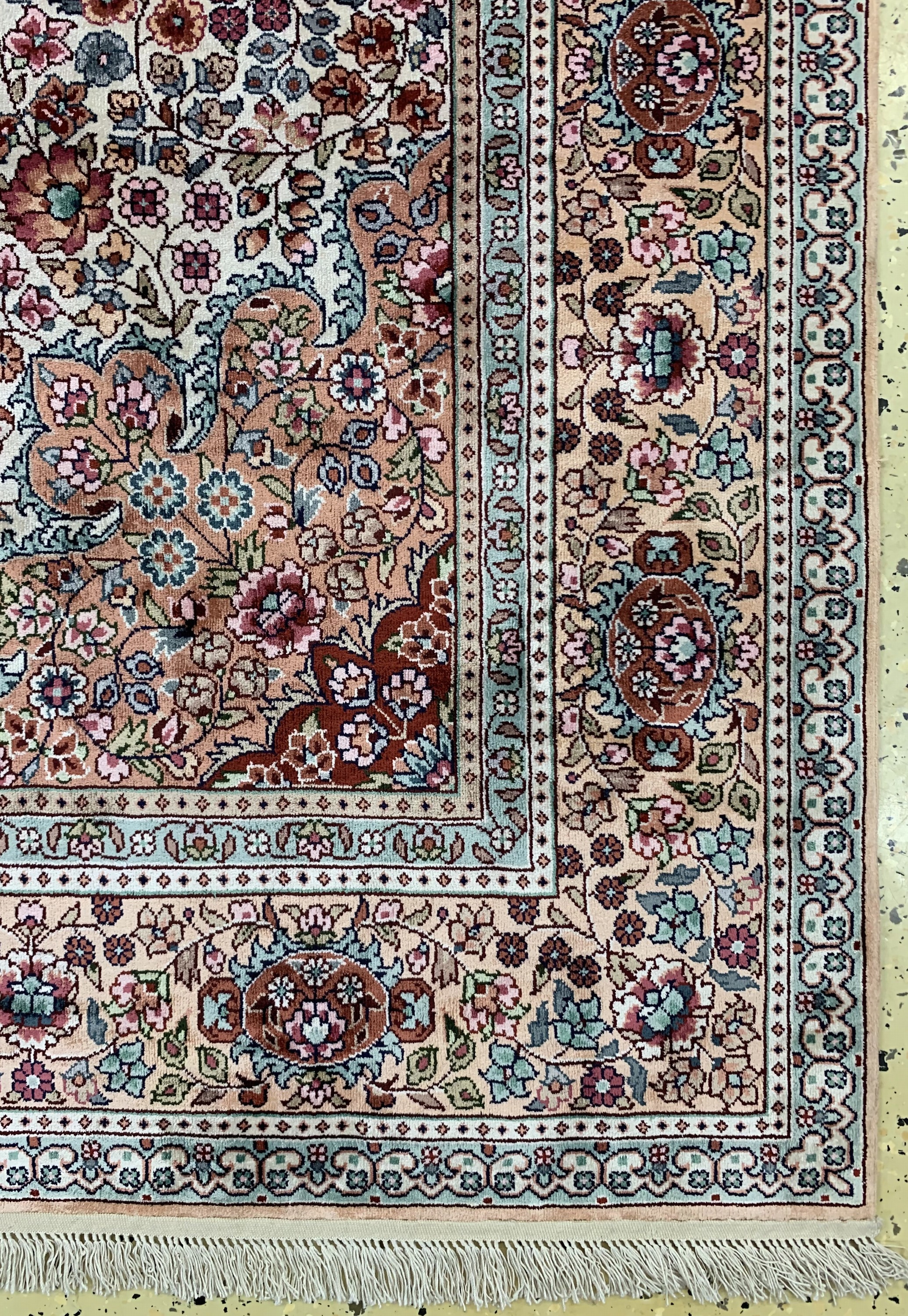 Detail a: Kaschmir, Indien, ca. 40 Jahre, merzerisierte Baumwolle, ca. 185 x 125 cm, EHZ: 2