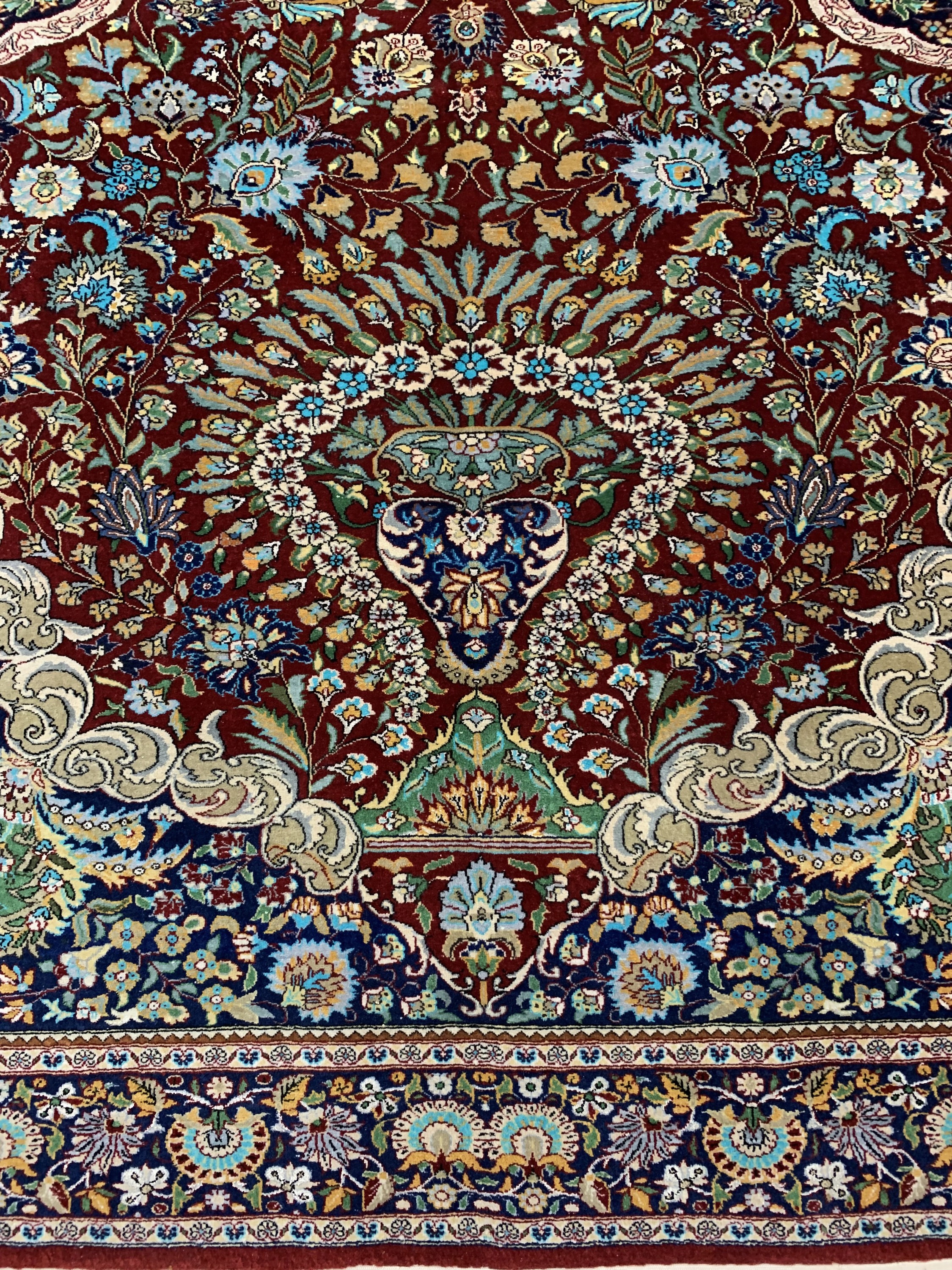 Detail b: Indo Keschan fein, Indien, ca. 40 Jahre, Korkwolle mit Seide, ca. 203 x 165 cm, EHZ: 1-2