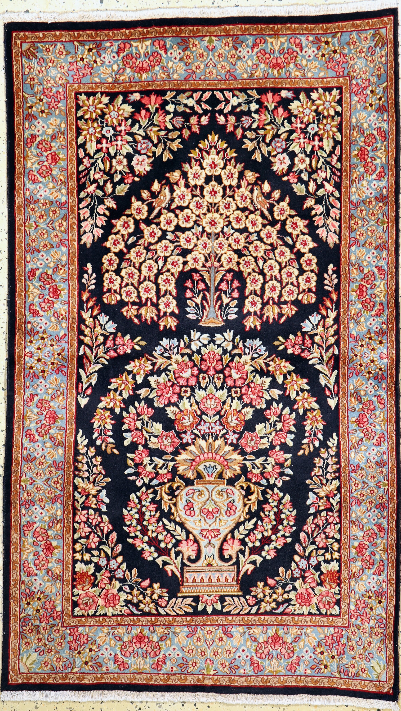 Kerman Lawar Kork fein, Persien, ca. 50 Jahre, Korkwolle auf Baumwolle, ca. 179 x 101 cm, EHZ: 2