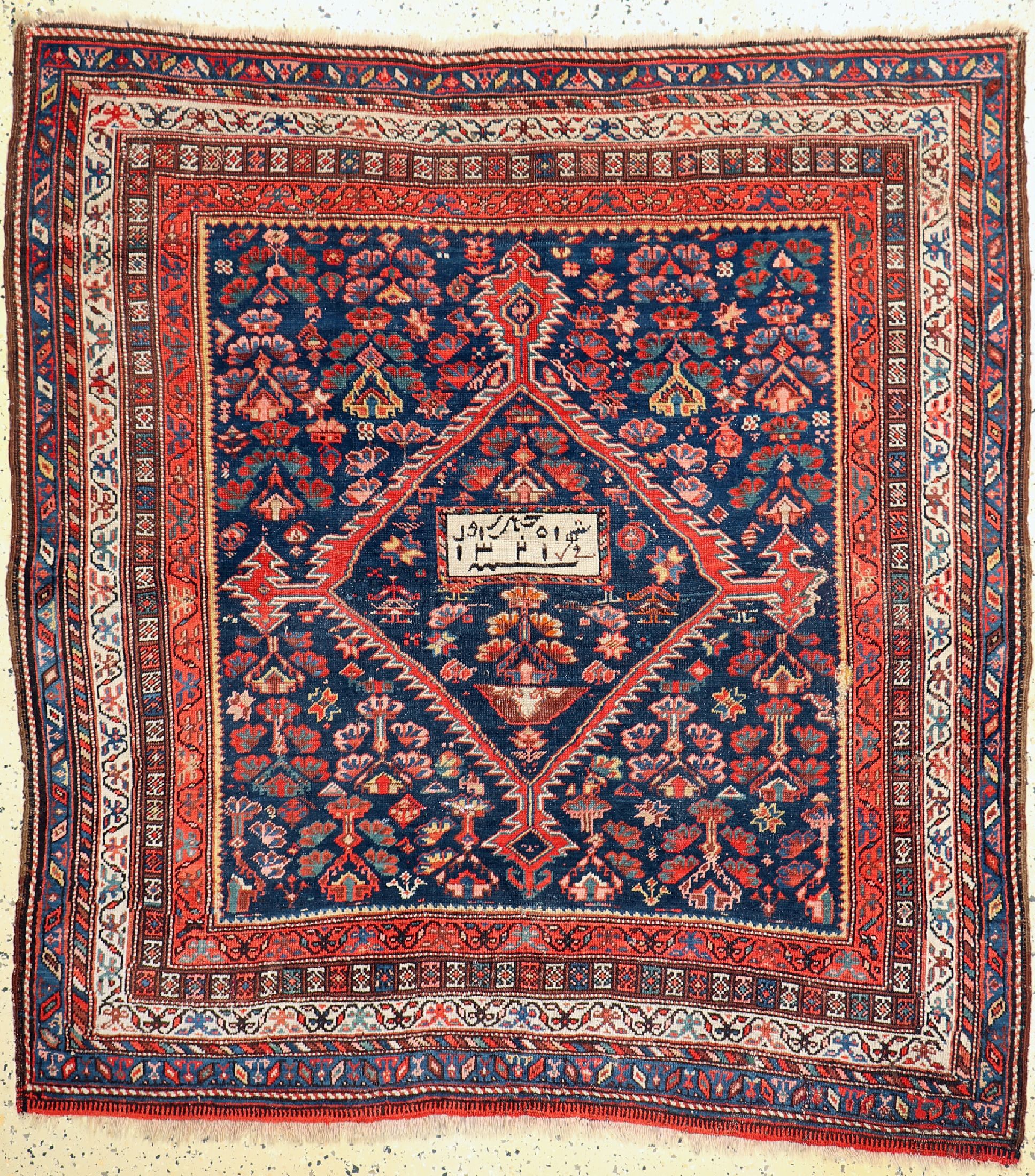 Khamseh antik, Persien, datiert 1321(1900),Wolle auf Wolle, ca. 155 x 148 cm, EHZ: 3