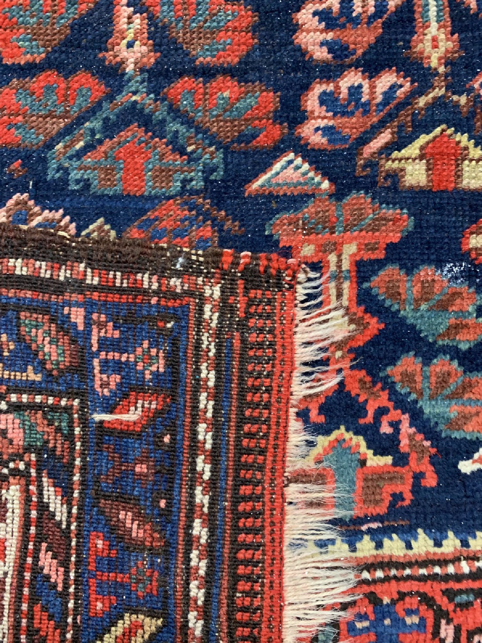 Detail g: Khamseh antik, Persien, datiert 1321(1900),Wolle auf Wolle, ca. 155 x 148 cm, EHZ: 3